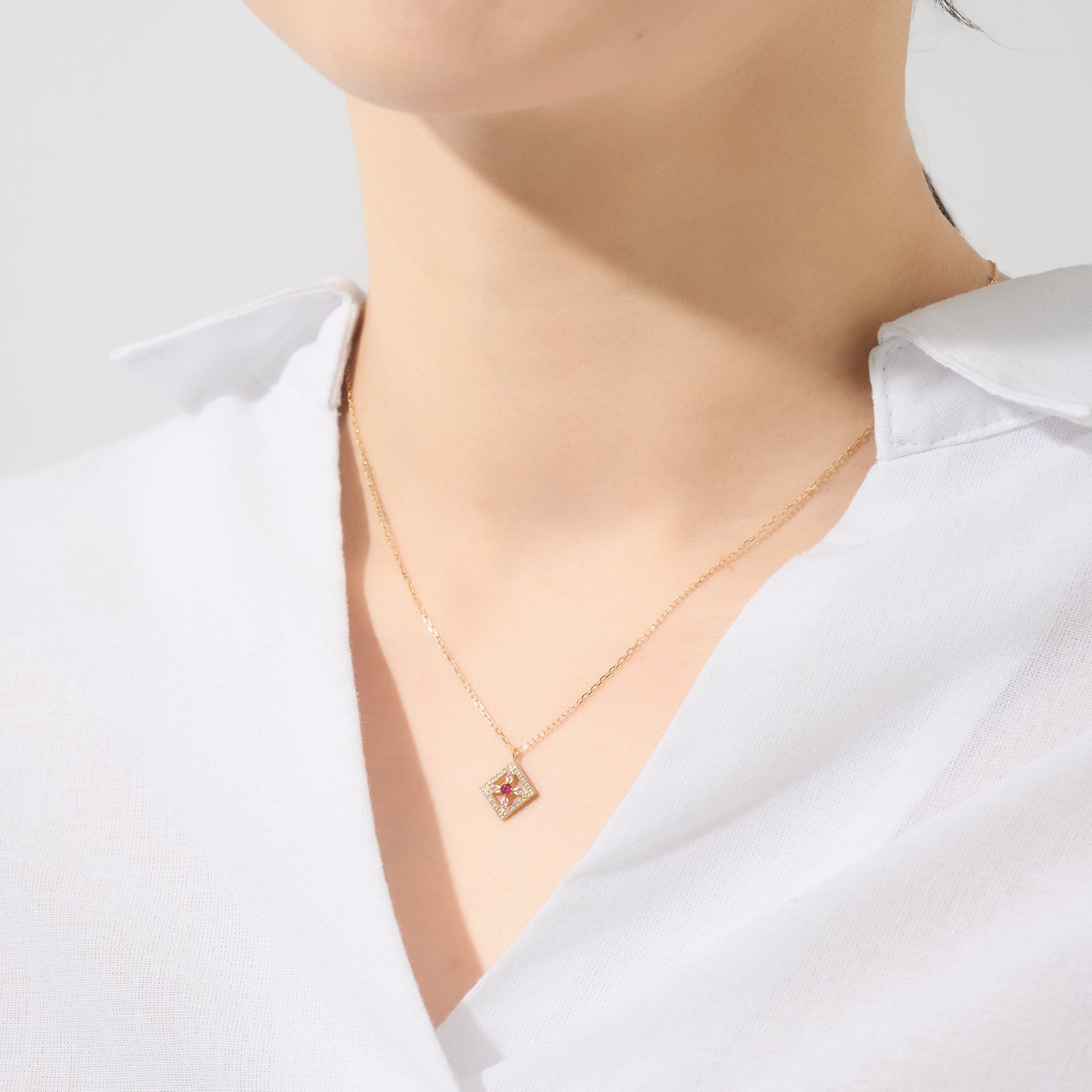 ルビー/ピンクサファイア K18ネックレス《25N02409》