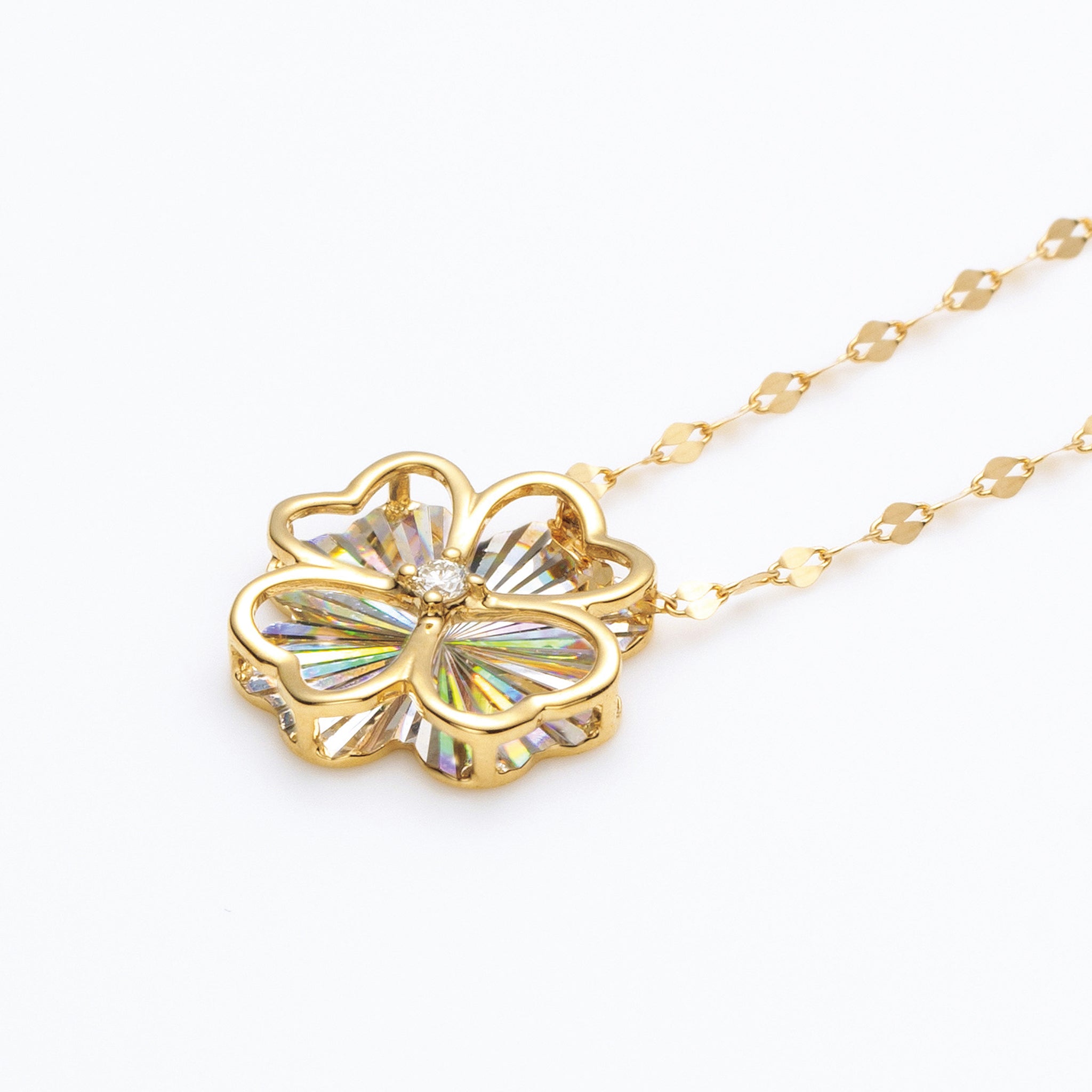 【限定5点】ダイヤモンド K18ネックレス(クローバーモチーフ)《25N02411》