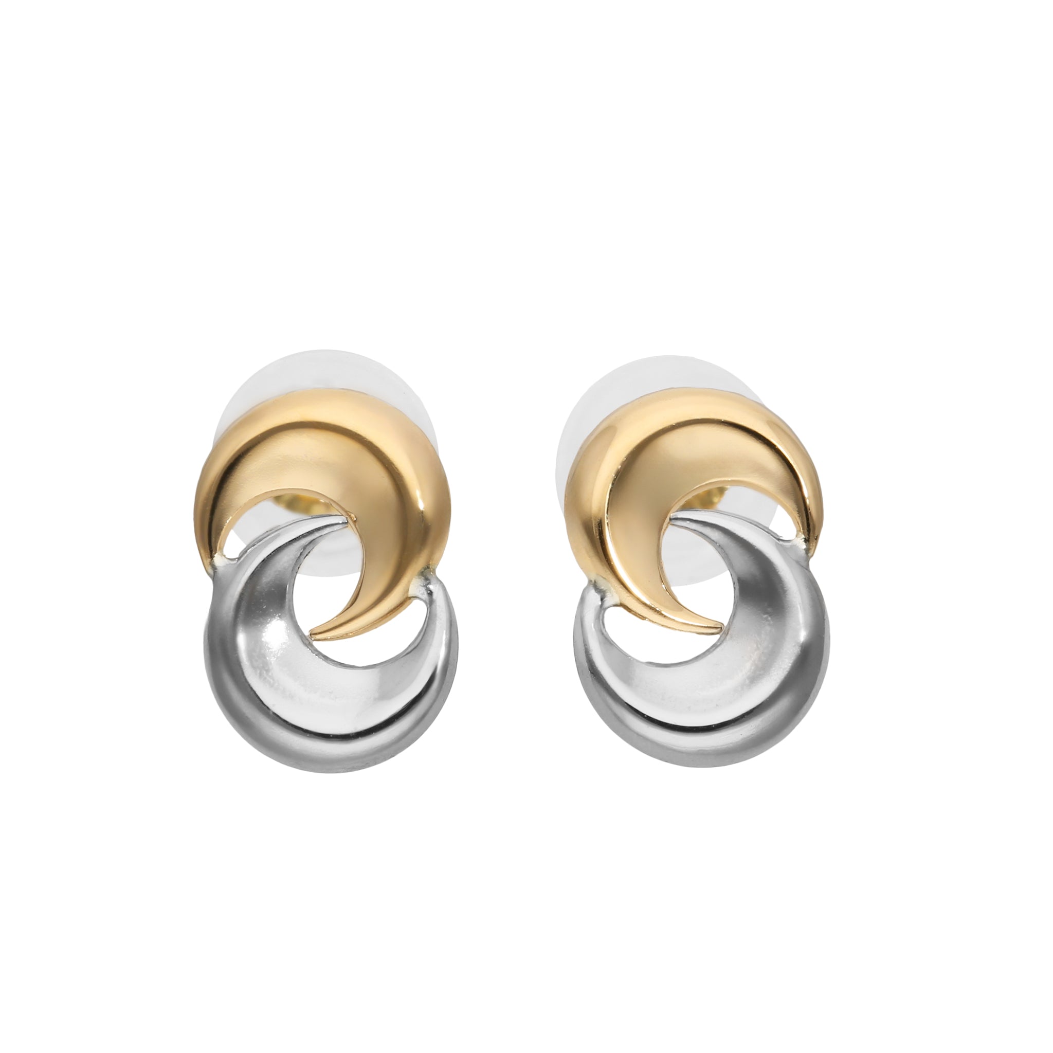 プラチナ/K18ピアス(コンビカラー/三日月モチーフ)《25N02504》