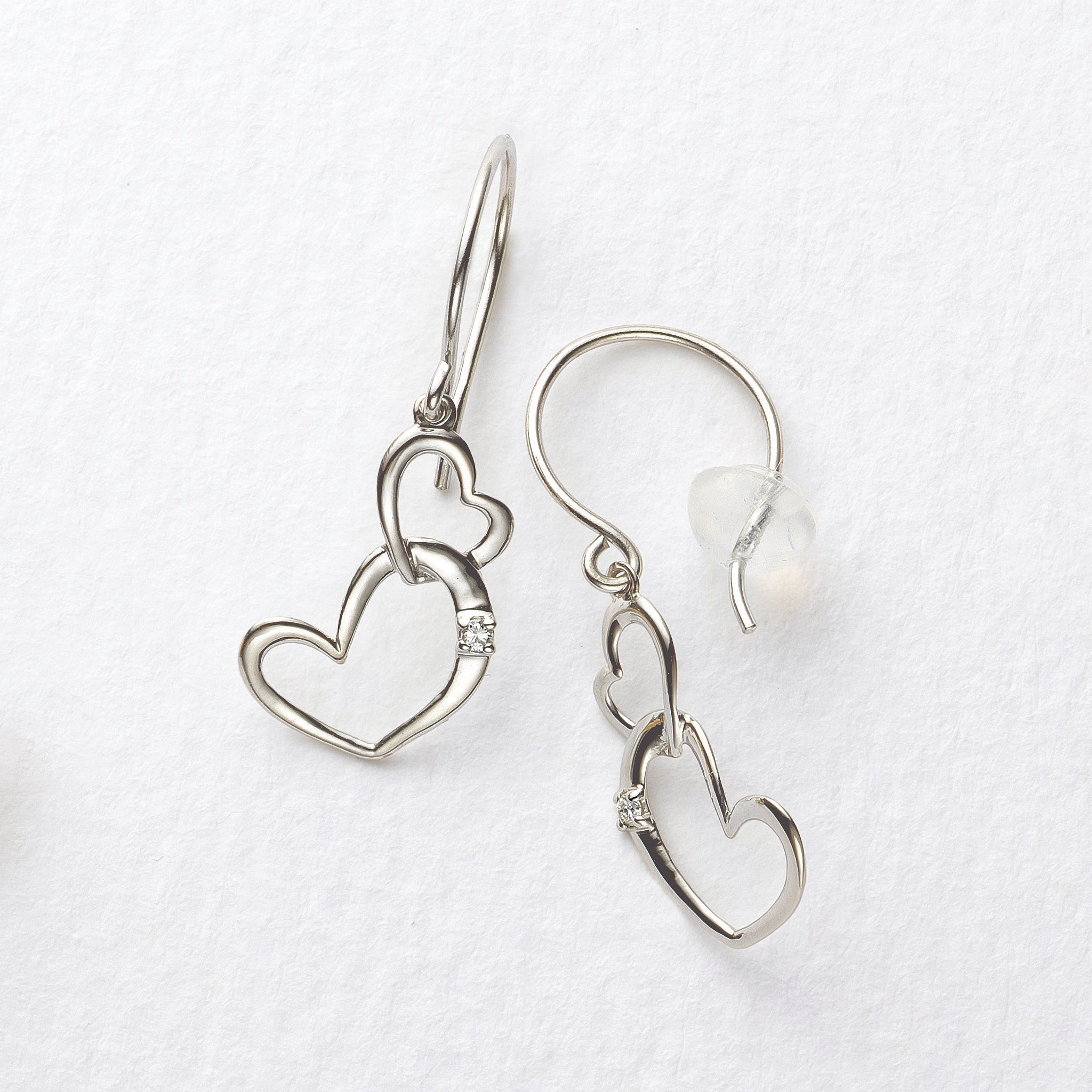 ダイヤモンド プラチナピアス(ハートモチーフ/4月誕生石)《25N02505》