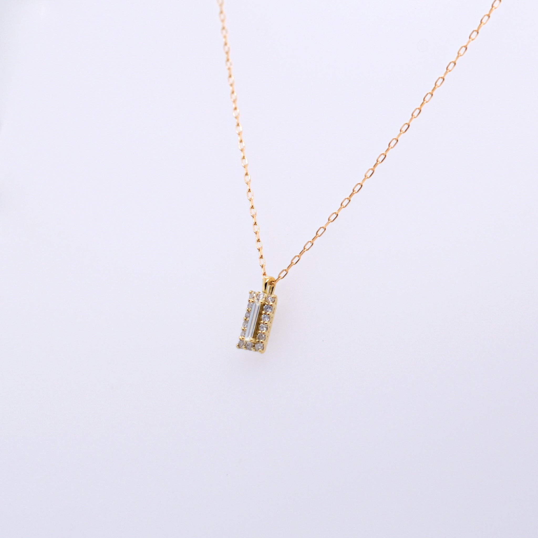 【限定5点】ダイヤモンド K18ネックレス(ロングバゲットカット/4月誕生石)《25N02603》