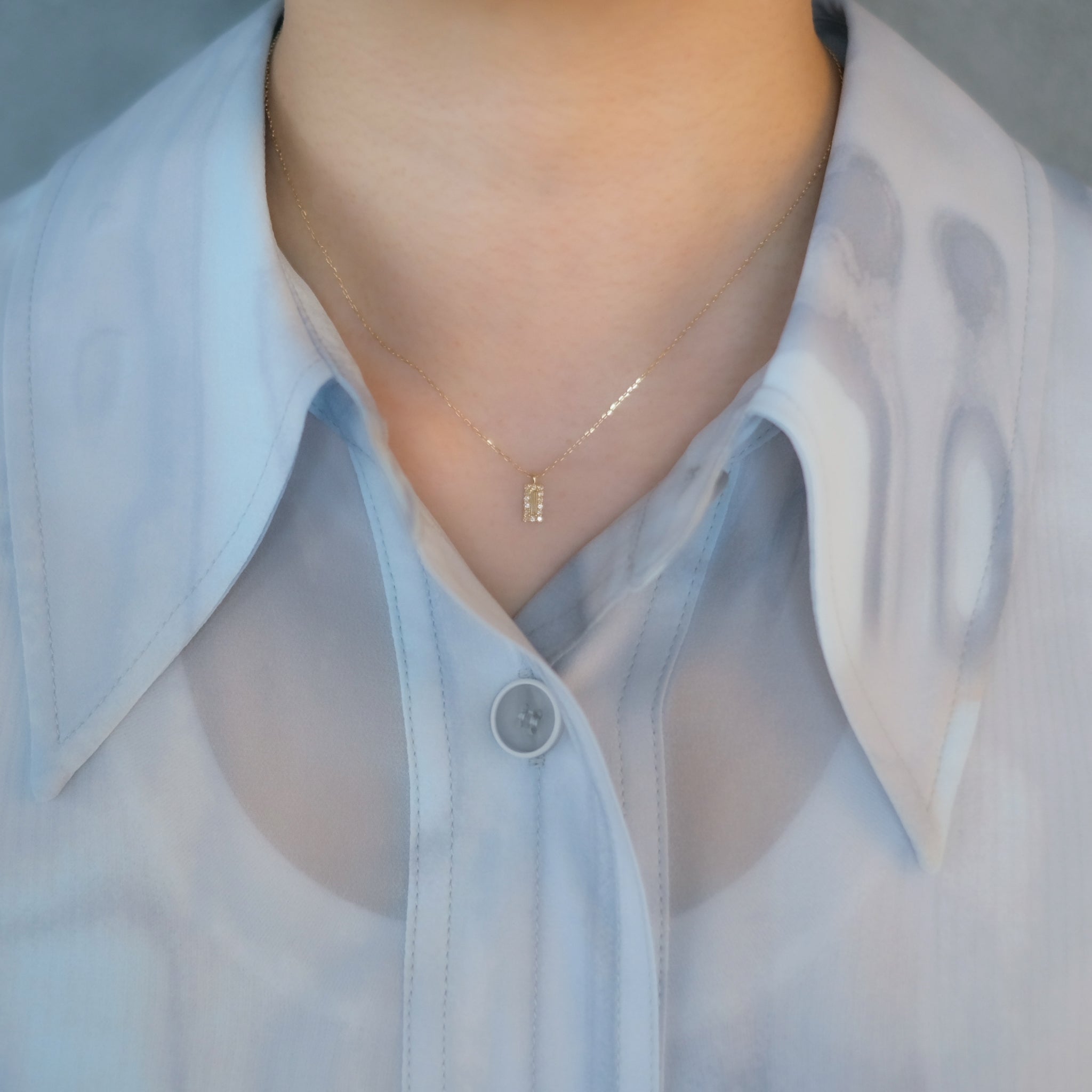 【限定5点】ダイヤモンド K18ネックレス(ロングバゲットカット/4月誕生石)《25N02603》