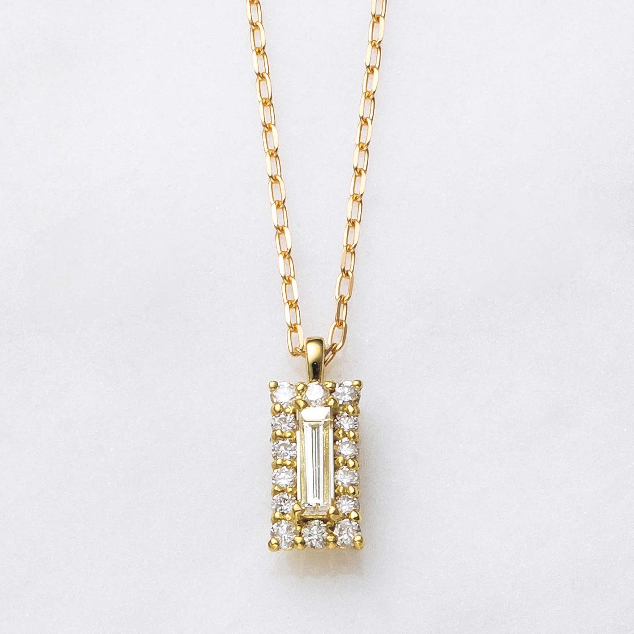 【限定5点】ダイヤモンド K18ネックレス(ロングバゲットカット/4月誕生石)《25N02603》