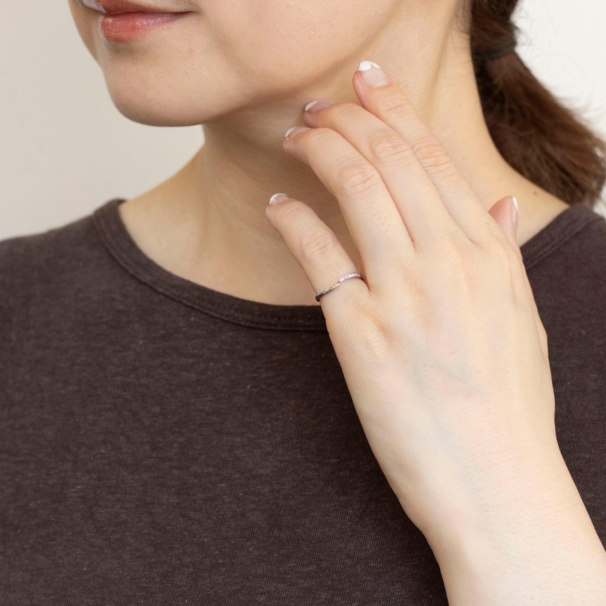 ダイヤモンド プラチナピンキーリング(4月誕生石)《25N02611》