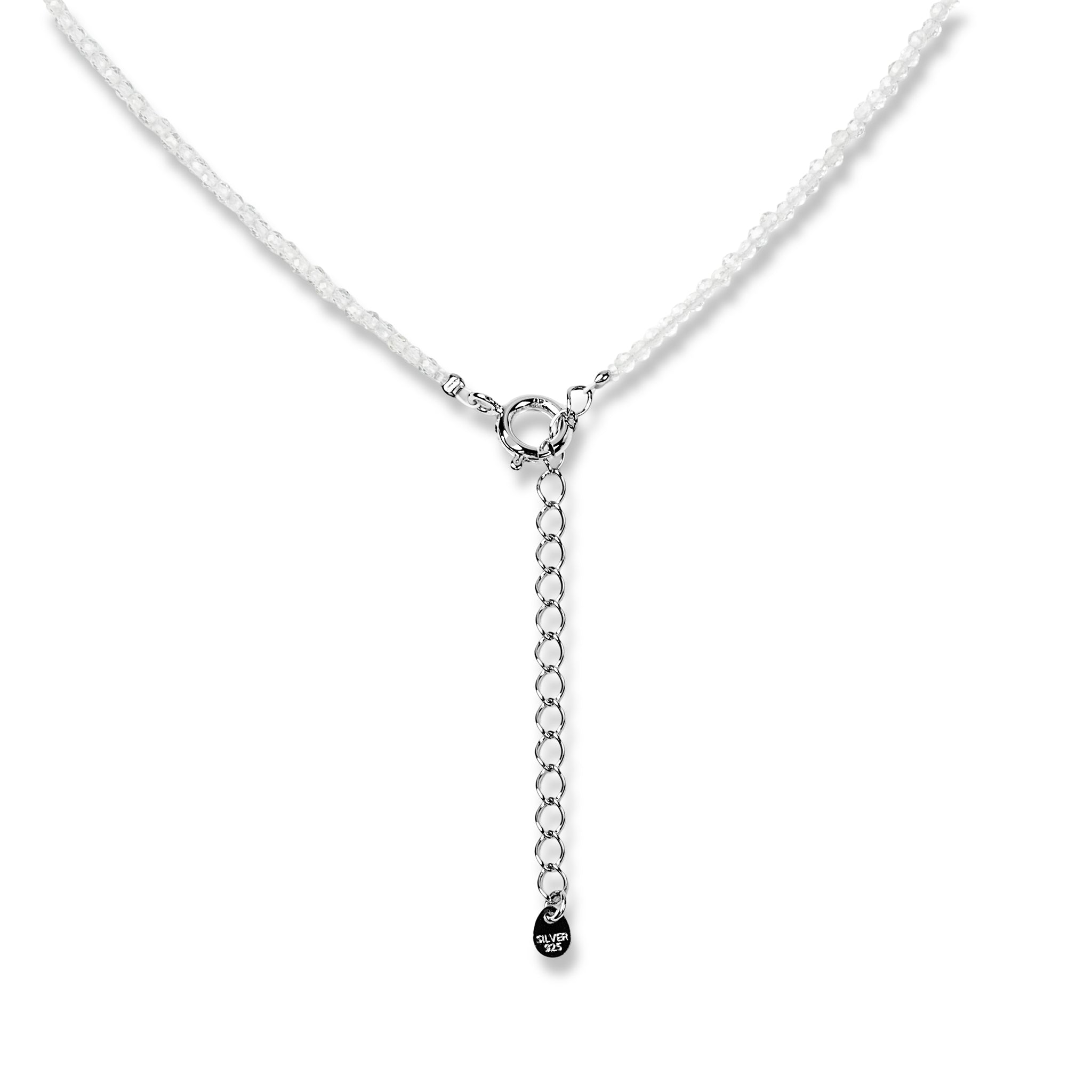 パール/ホワイトトパーズ シルバーネックレス兼ブローチ(淡水真珠/5mm/6月誕生石)《25N02805》