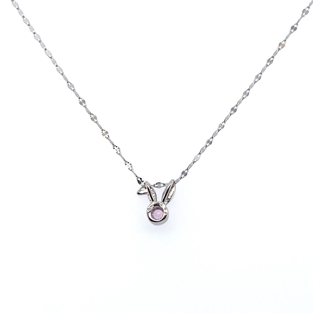 ピンクサファイア プラチナネックレス(ウサギモチーフ/9月誕生石)《25N02902》