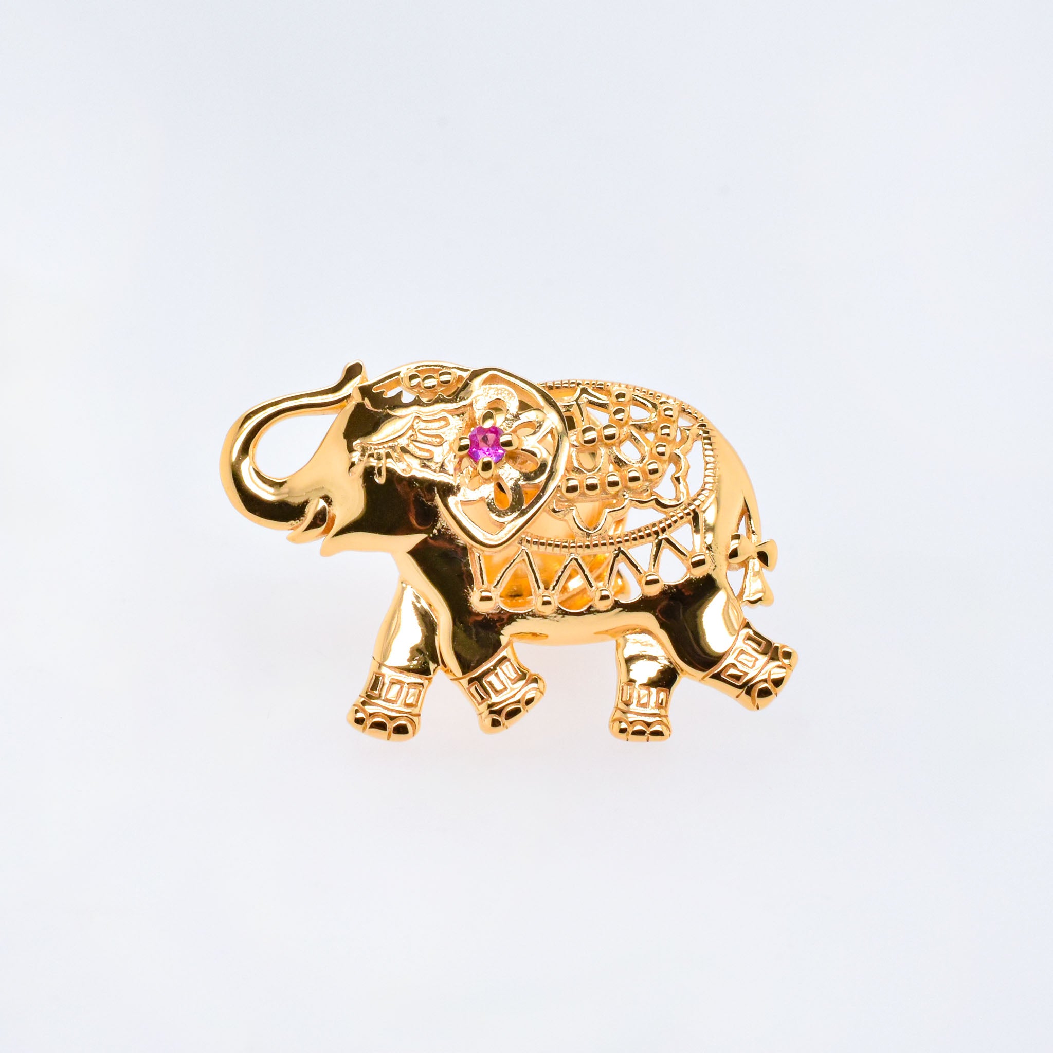 ルビー シルバーブローチ(ゾウモチーフ/7月誕生石)《25N02906》