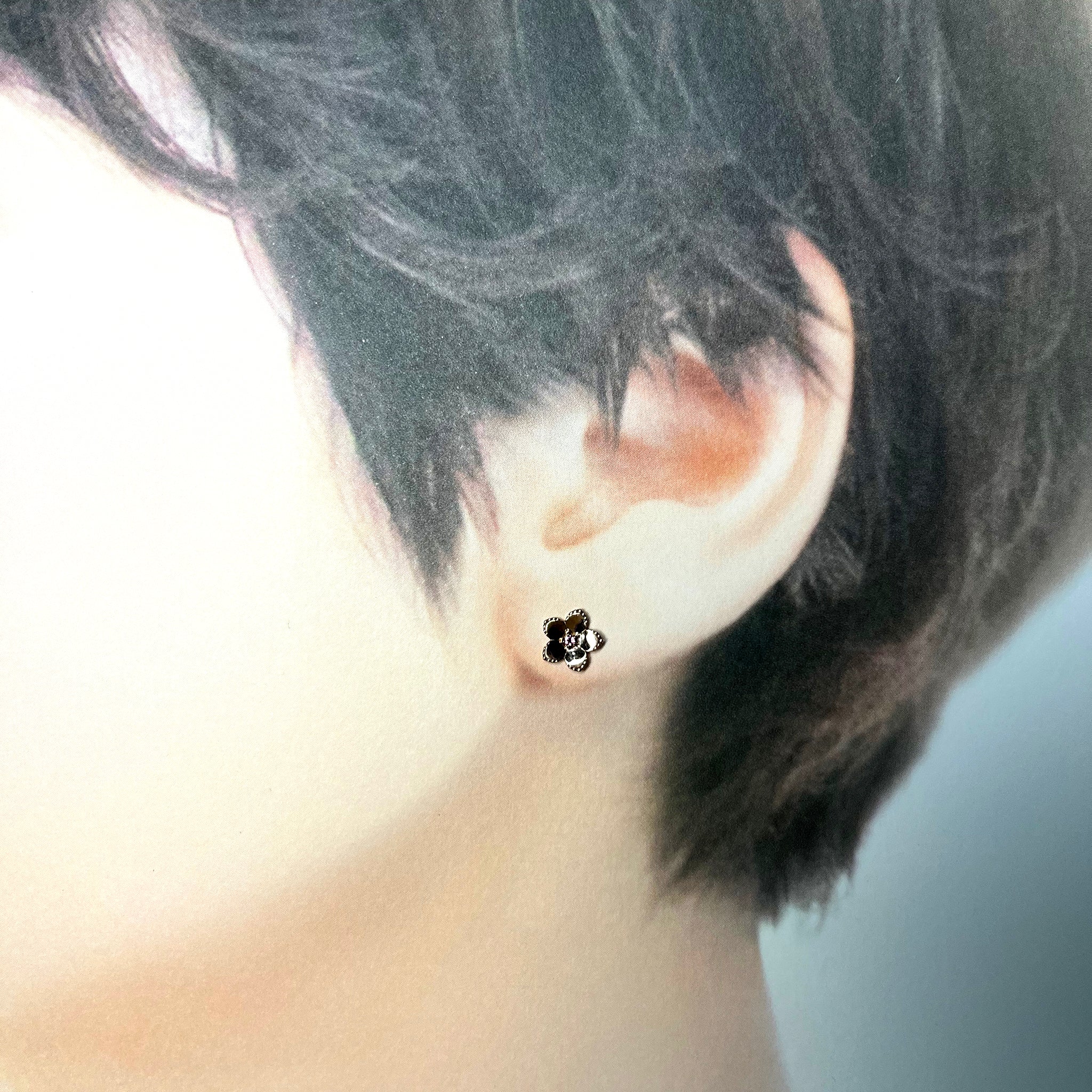 ピンクトルマリン K10ピアス(フラワーモチーフ/10月誕生石)《25N02912》