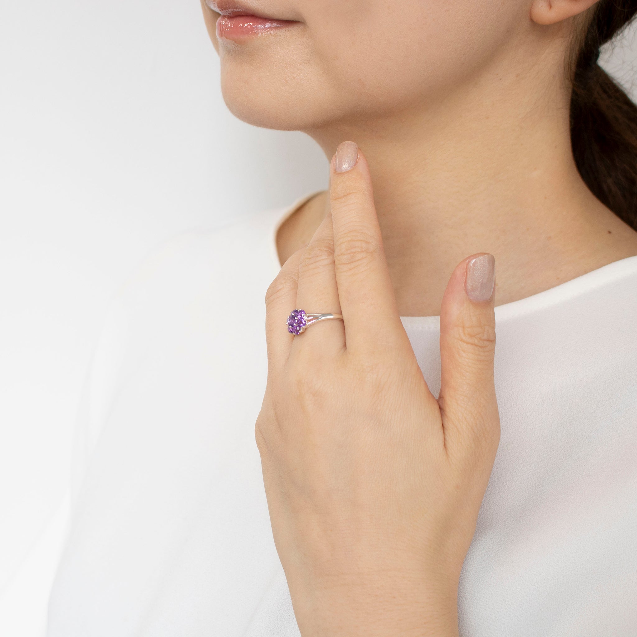 アメシスト シルバーリング(フラワーモチーフ/2月誕生石)《25T10102》