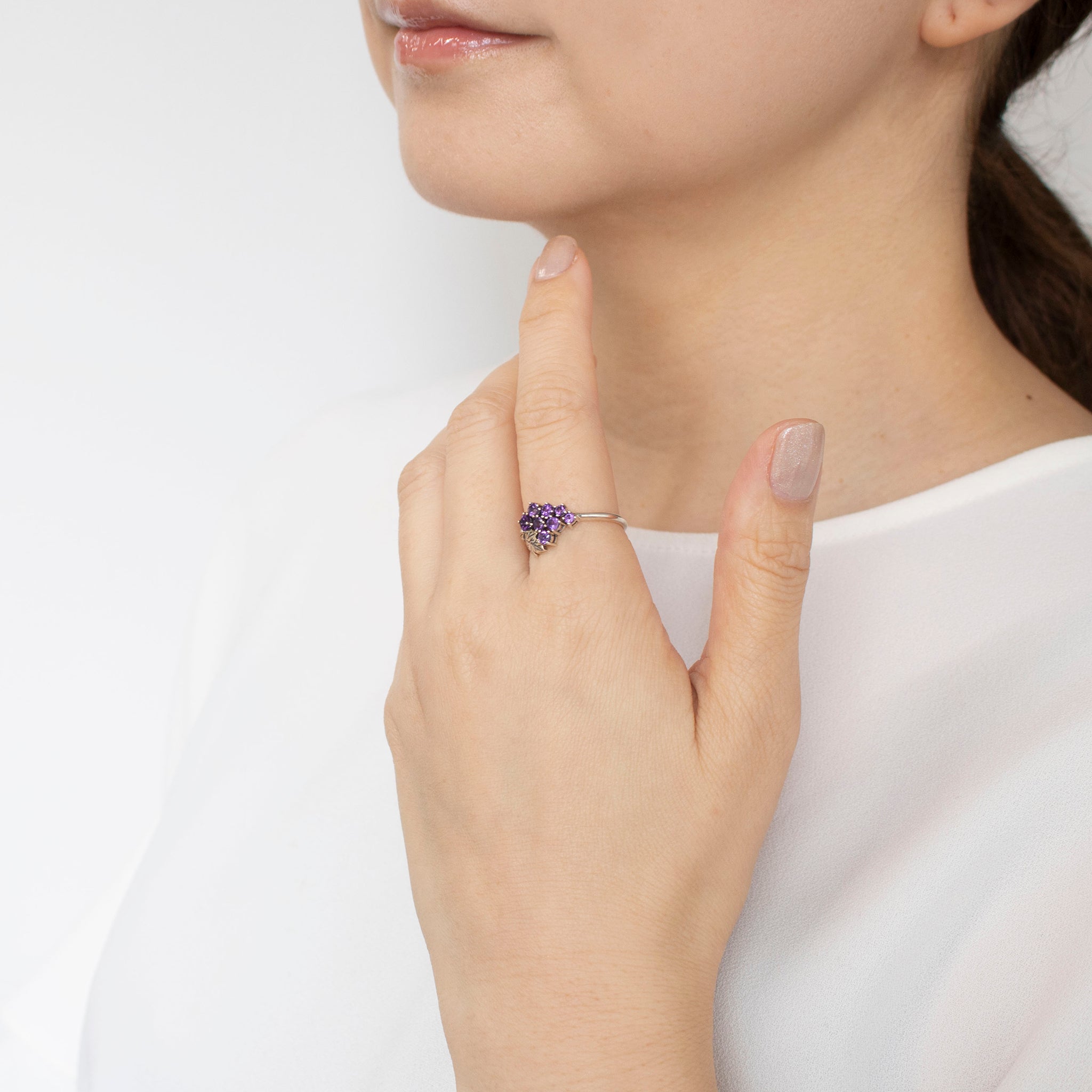 アメシスト シルバーリング(ブドウモチーフ/2月誕生石)《25T10103》