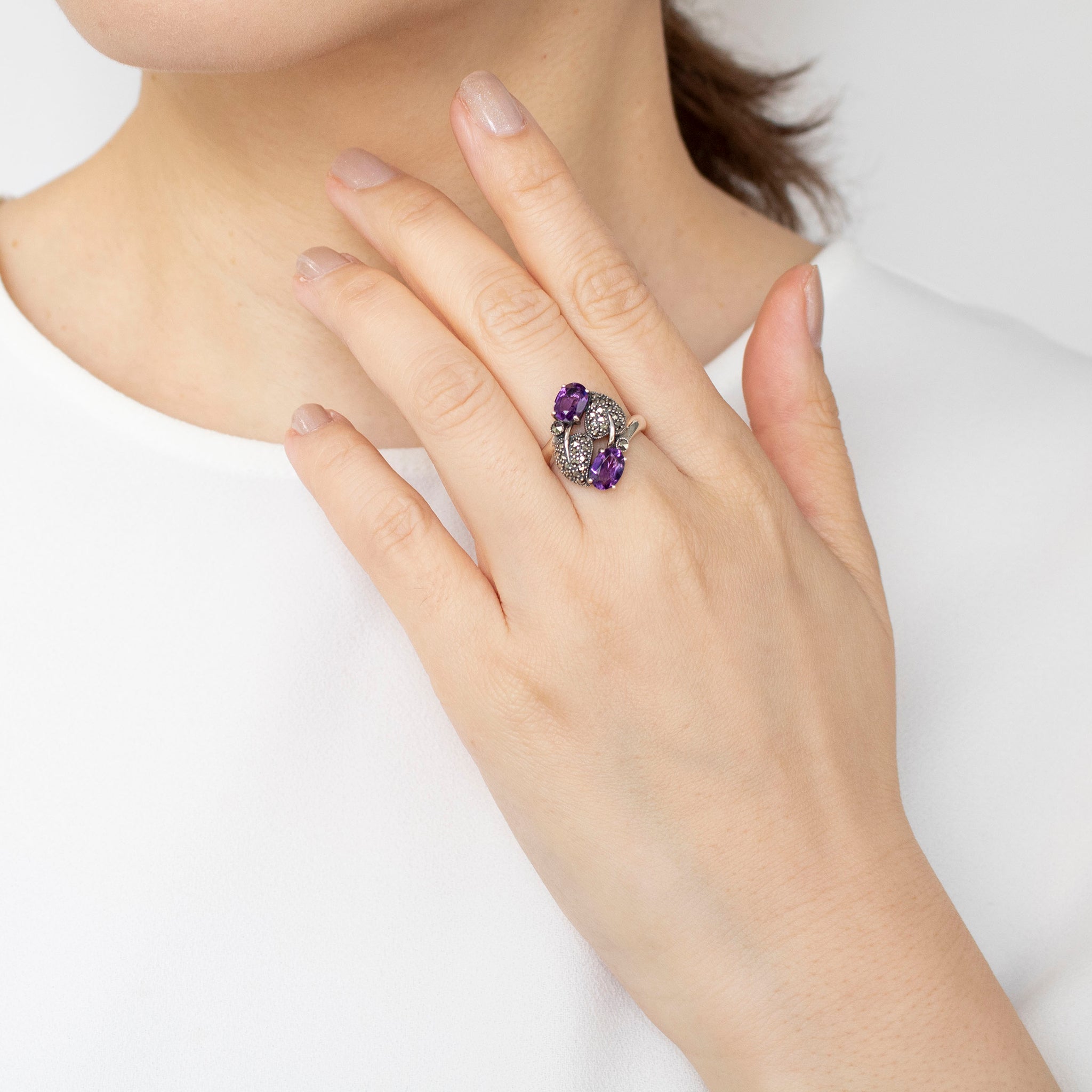 アメシスト/マルカジット シルバーリング(2月誕生石)《25T10104》