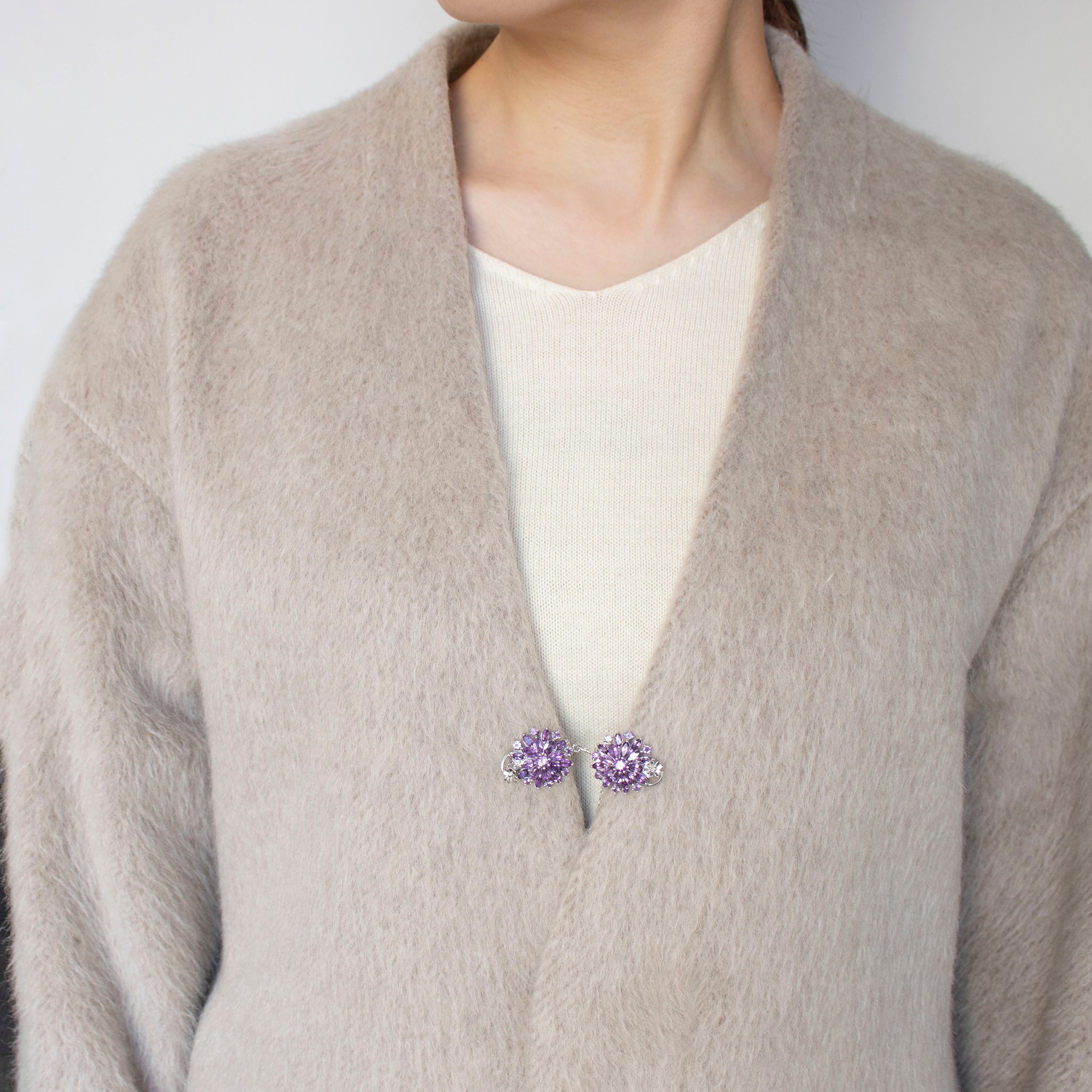 アメシスト シルバーカーディガンクリップ(2月誕生石)《25T10105》