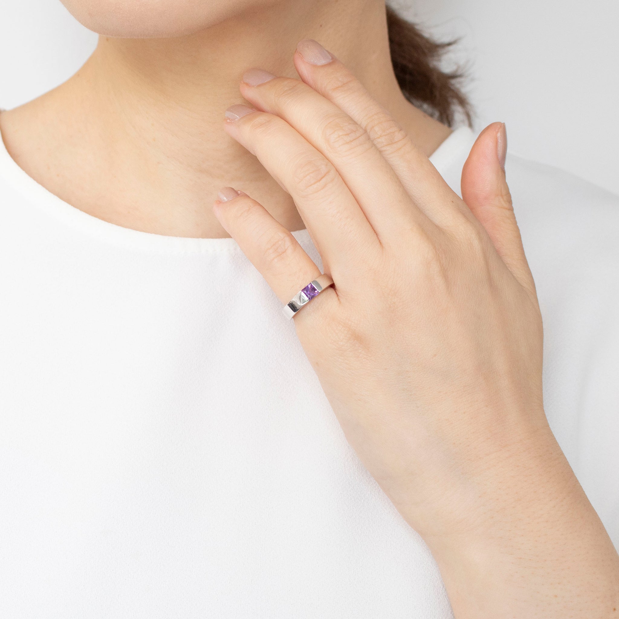 アメシスト K18リング(ピンキー/2月誕生石)《25T10106》