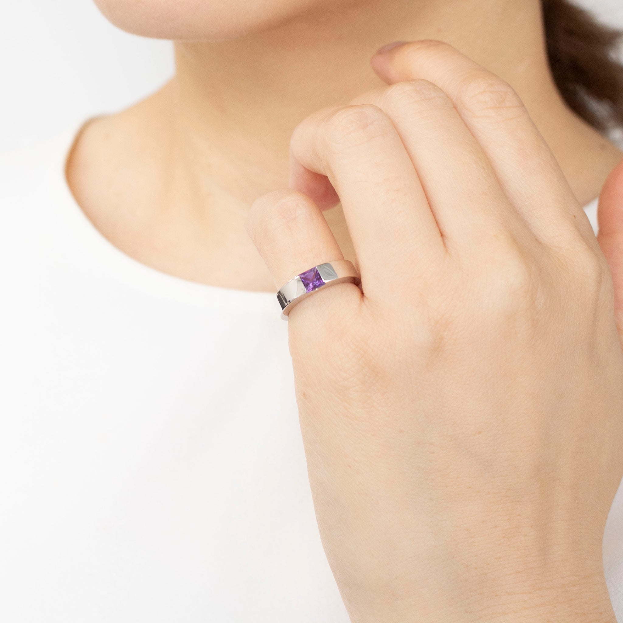 アメシスト K18リング(ピンキー/2月誕生石)《25T10106》