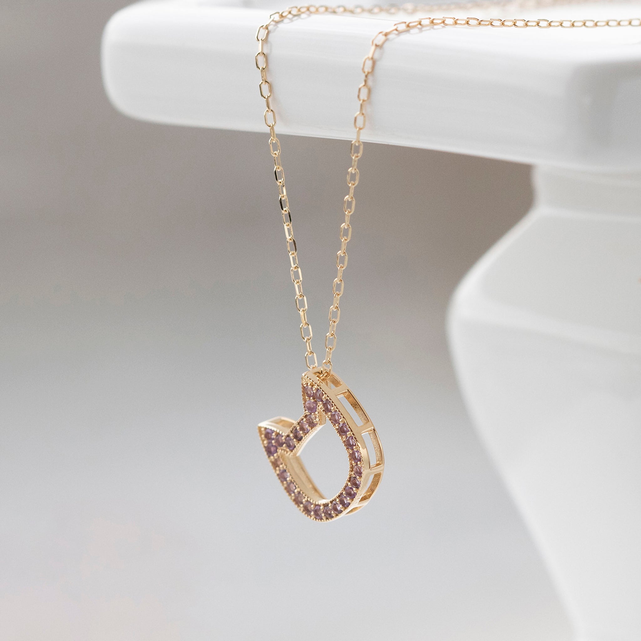 【限定1点】アメシスト K18ネックレス(ネコモチーフ/2月誕生石)《25T10107》