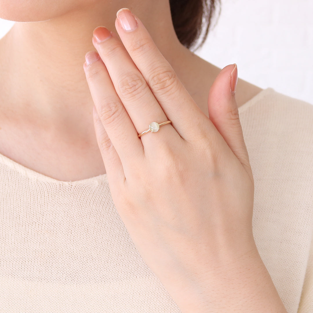 【限定1点】クリソベリルキャッツアイ K18リング(2月誕生石)《25T10108》