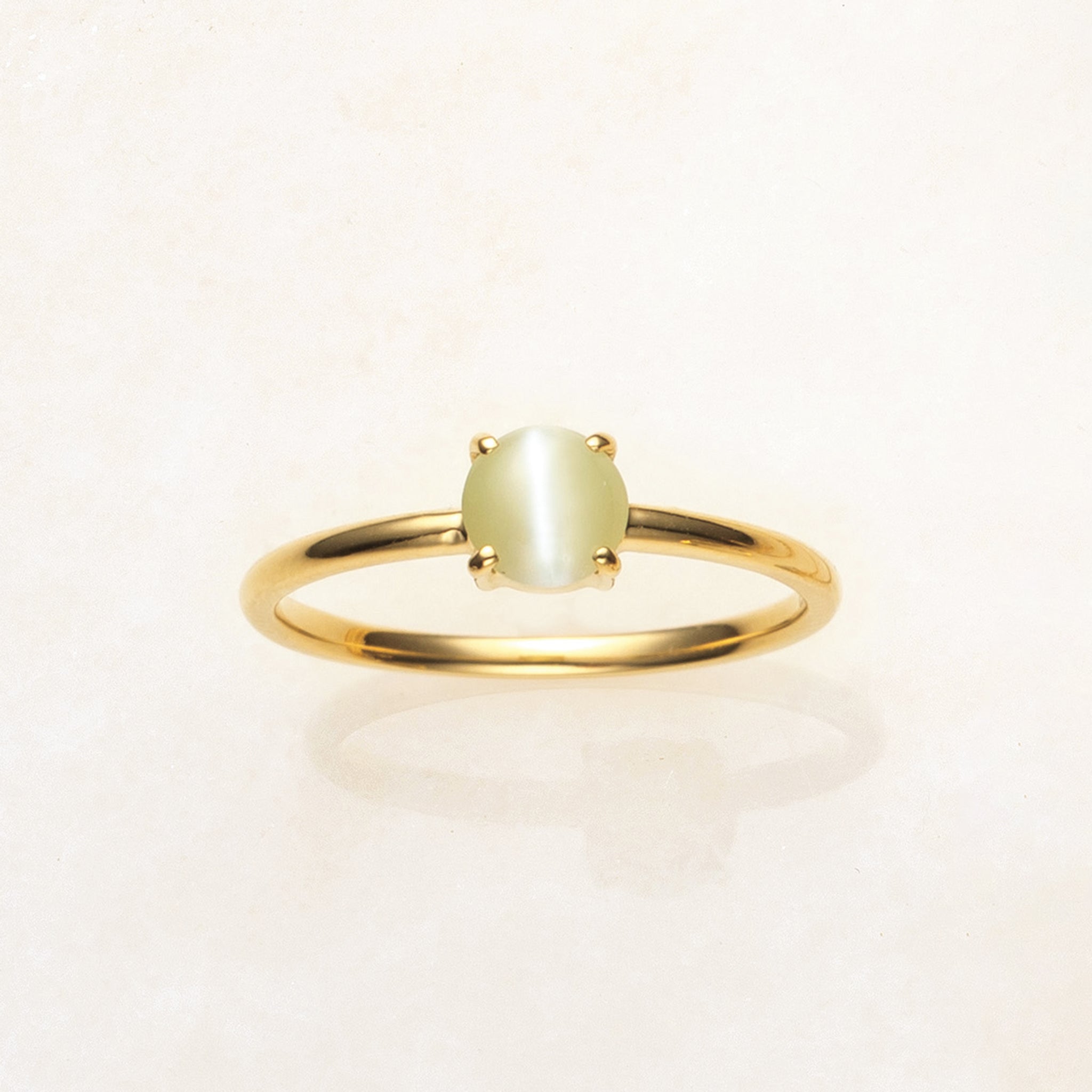 【限定1点】クリソベリルキャッツアイ K18リング(2月誕生石)《25T10108》