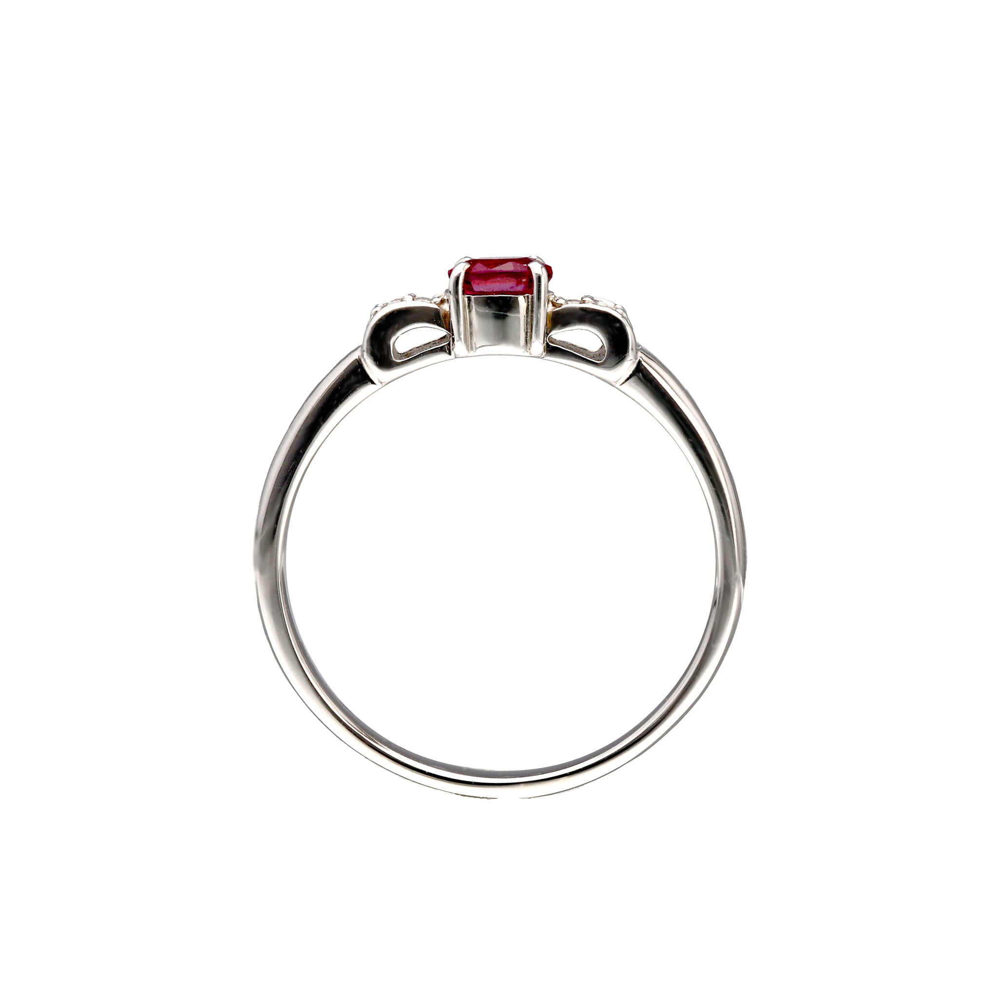 【限定1点】ルビー/ダイヤモンド プラチナリング(リボンモチーフ/7月誕生石)《25T10109》