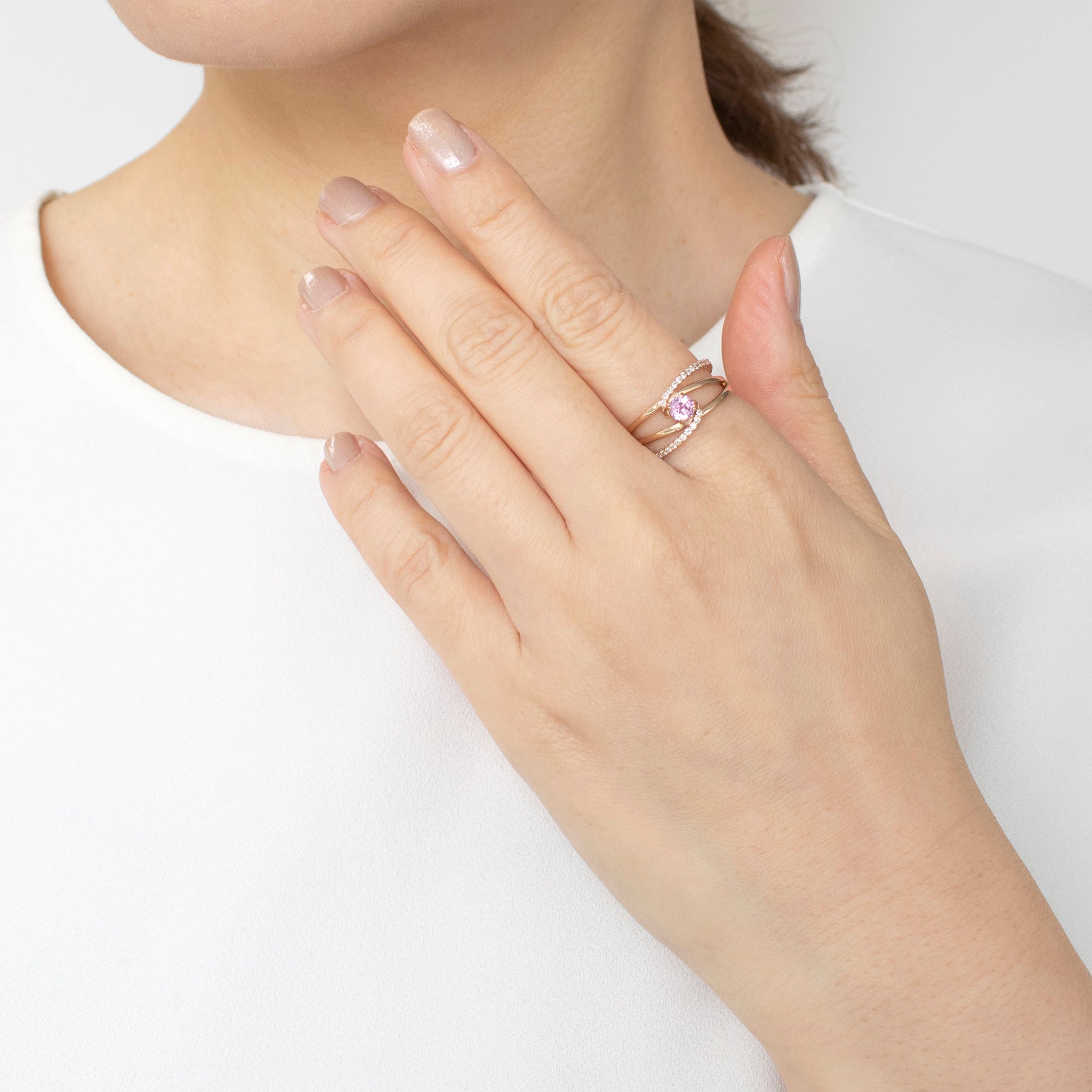 【限定1点】パパラチアサファイア/ダイヤモンド K18リング(7月誕生石/鑑別書付き)《25T10110》