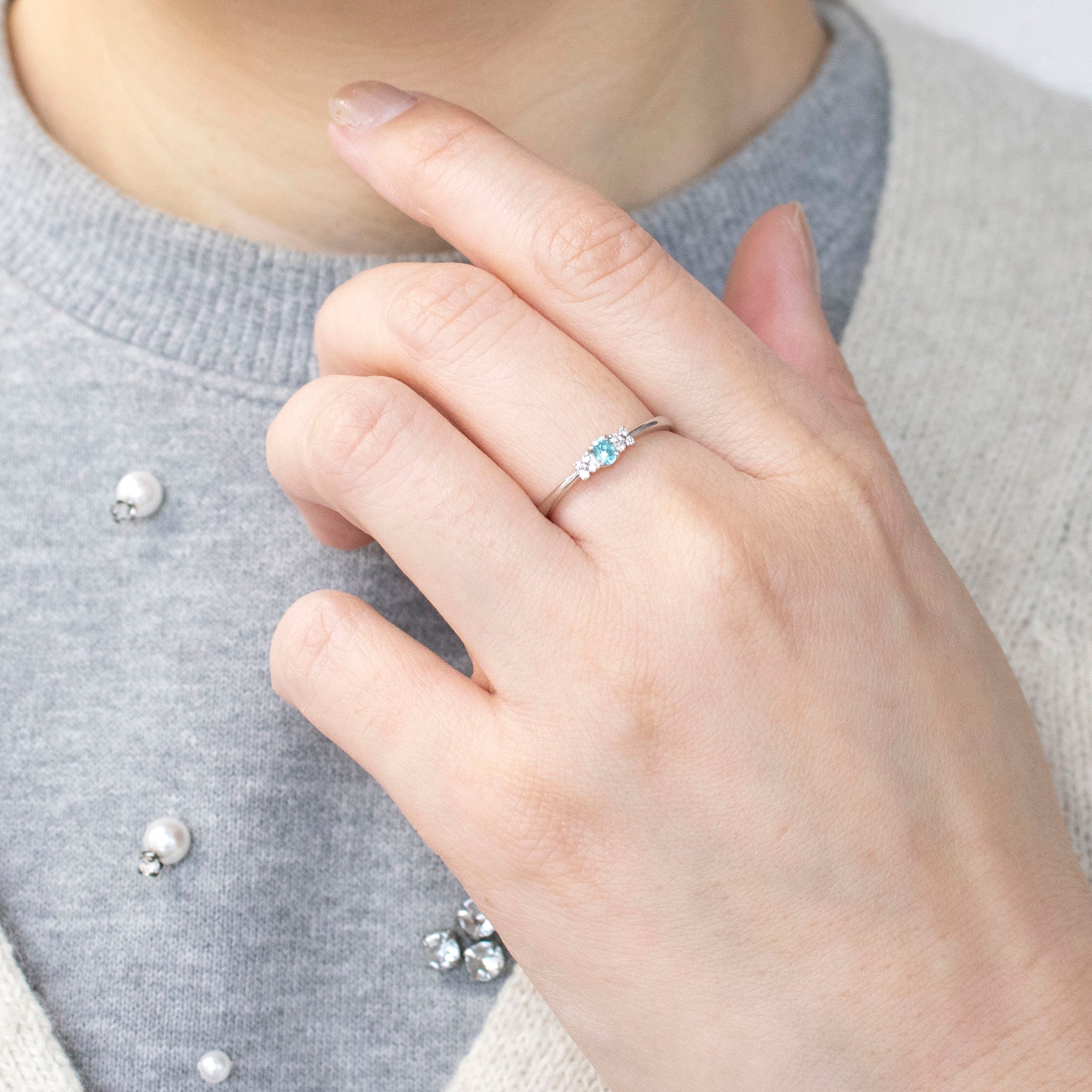 【限定1点】パライバトルマリン/ダイヤモンド プラチナリング《25T10114》