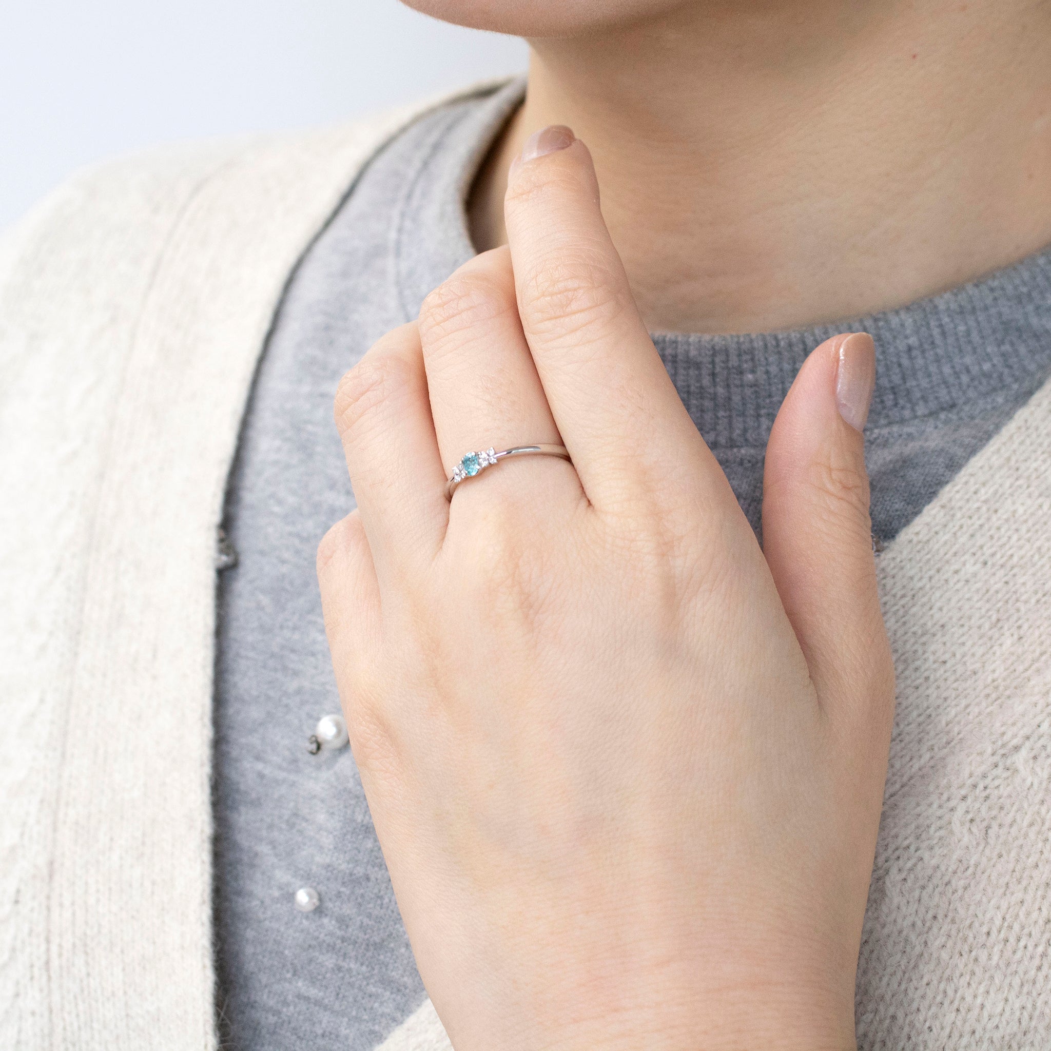 【限定1点】パライバトルマリン/ダイヤモンド プラチナリング《25T10114》