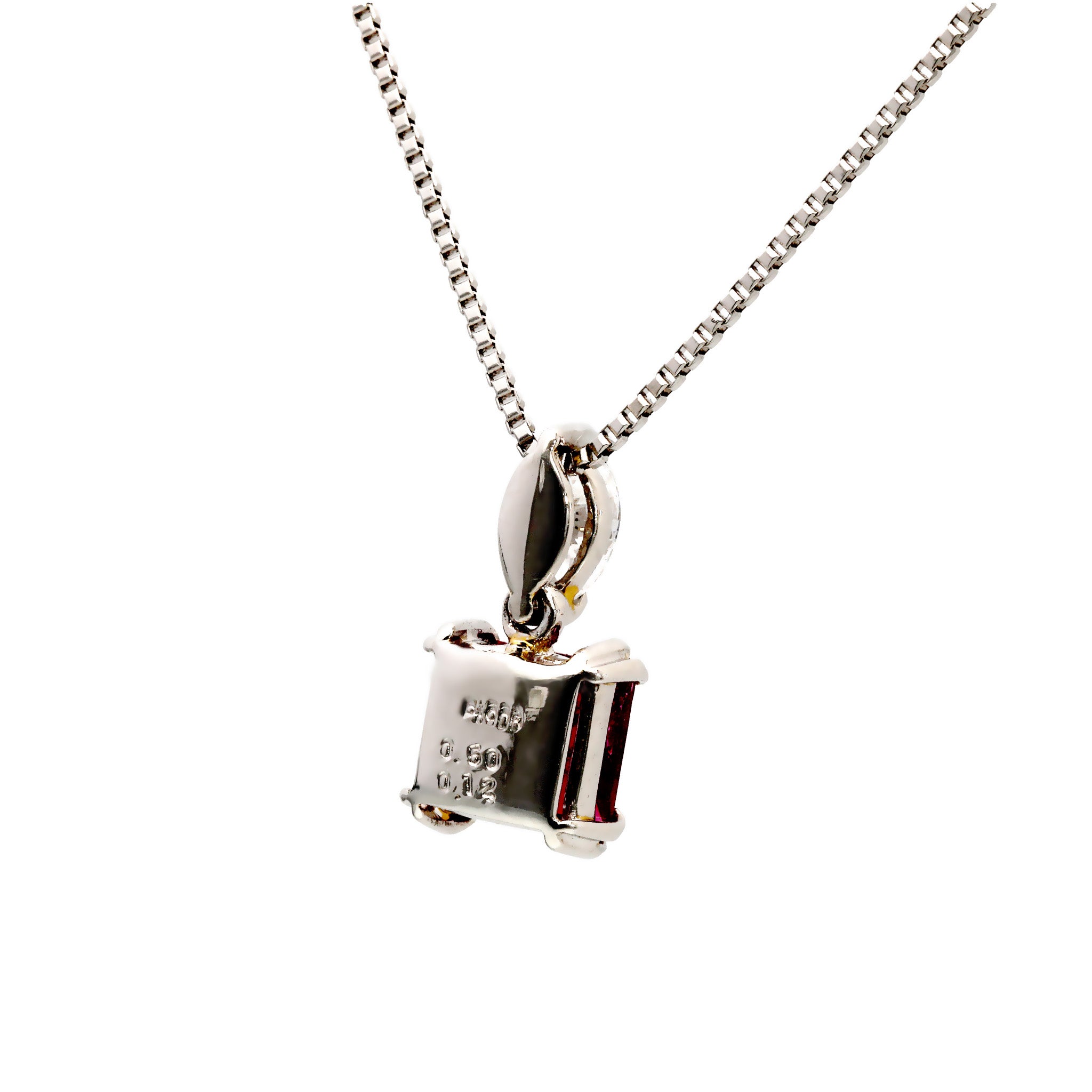 【限定1点】レッドベリル/ダイヤモンド プラチナネックレス(0.5カラット/エメラルドカット/鑑別書付き)《25T10117》