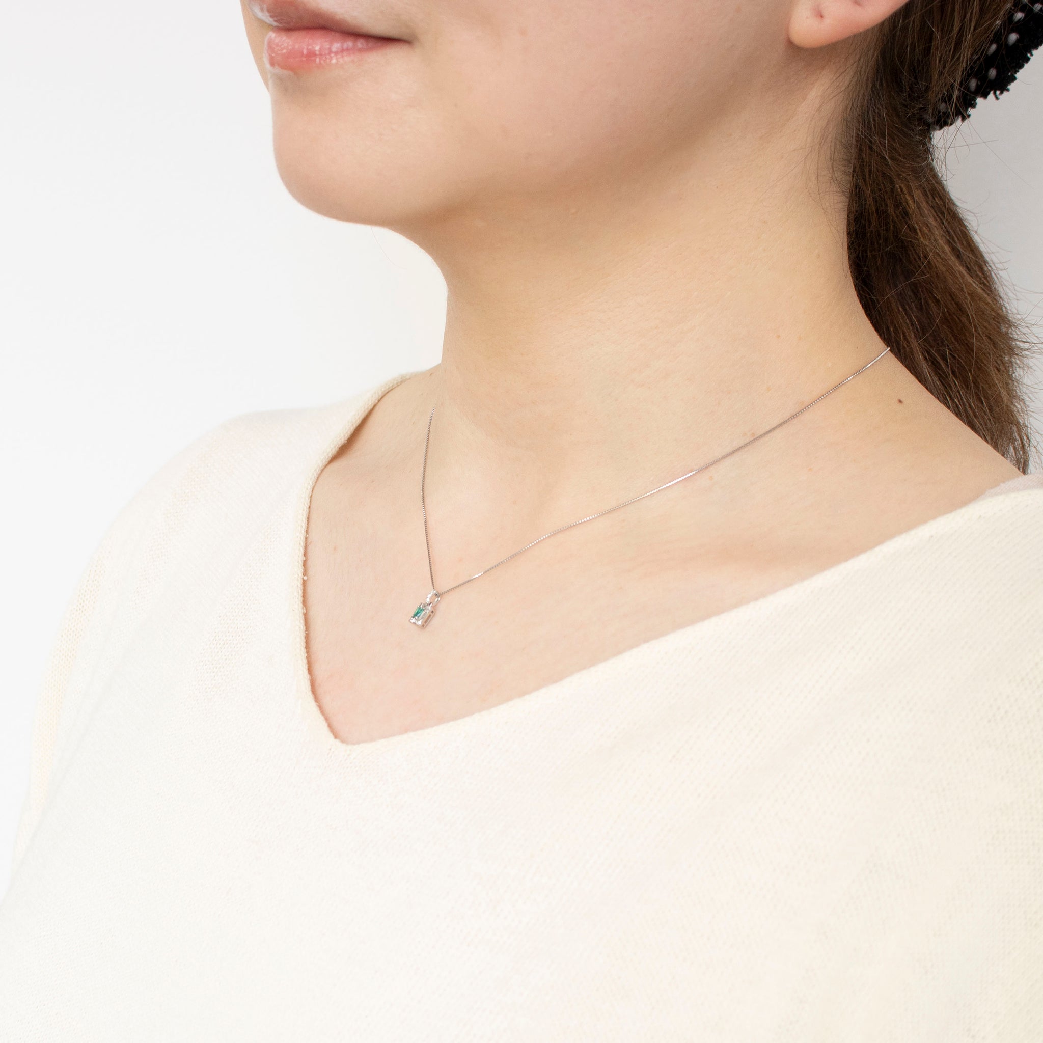 【限定1点】グリーンアウイナイト/ダイヤモンド プラチナネックレス(鑑別書付き)《25T10119》