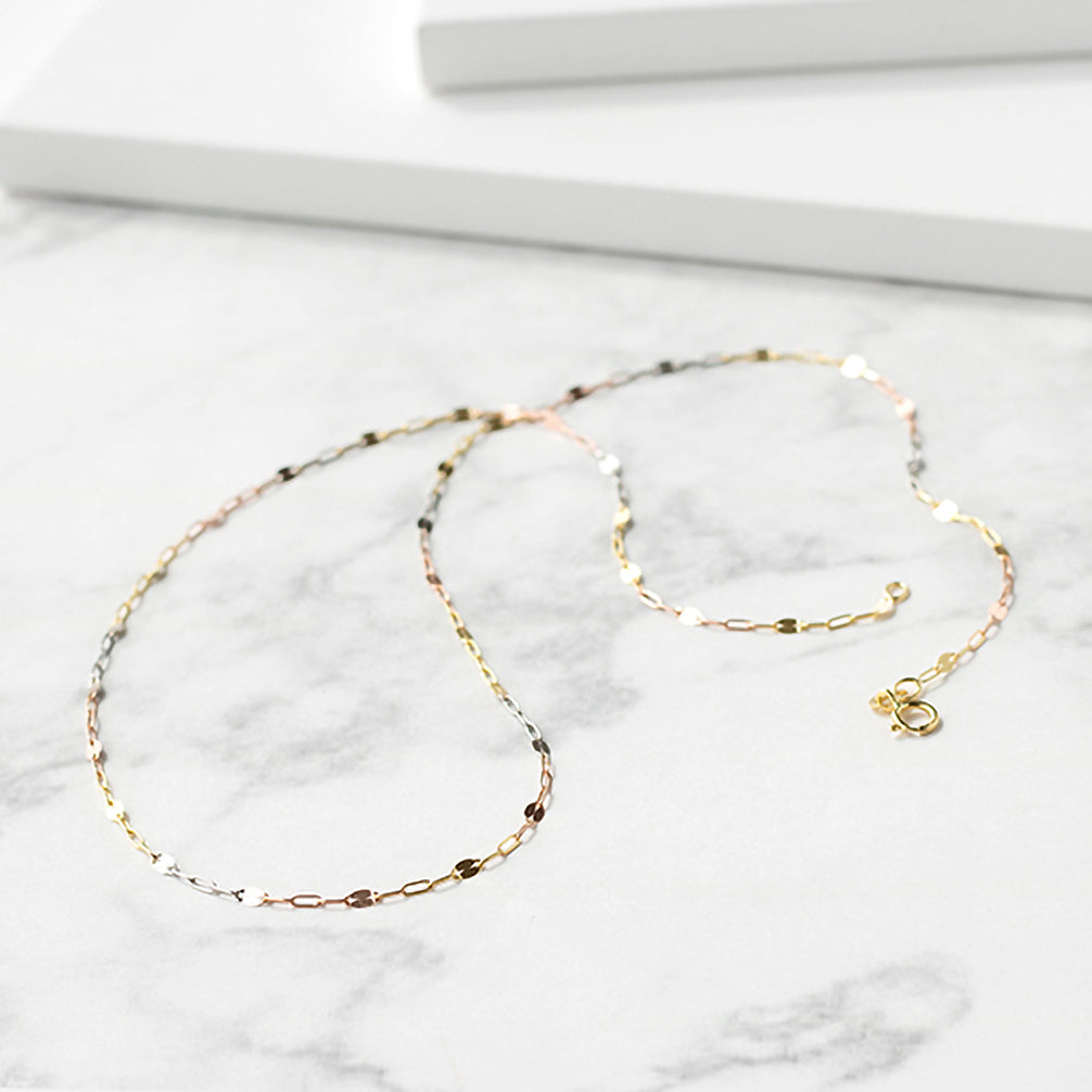 K18ネックレス(スリーカラー/イタリア製)《25T10125》