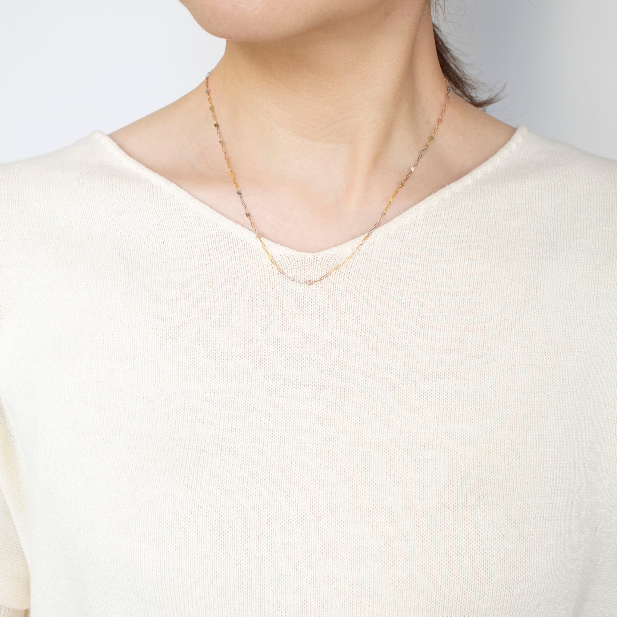 K18ネックレス(スリーカラー/イタリア製)《25T10125》