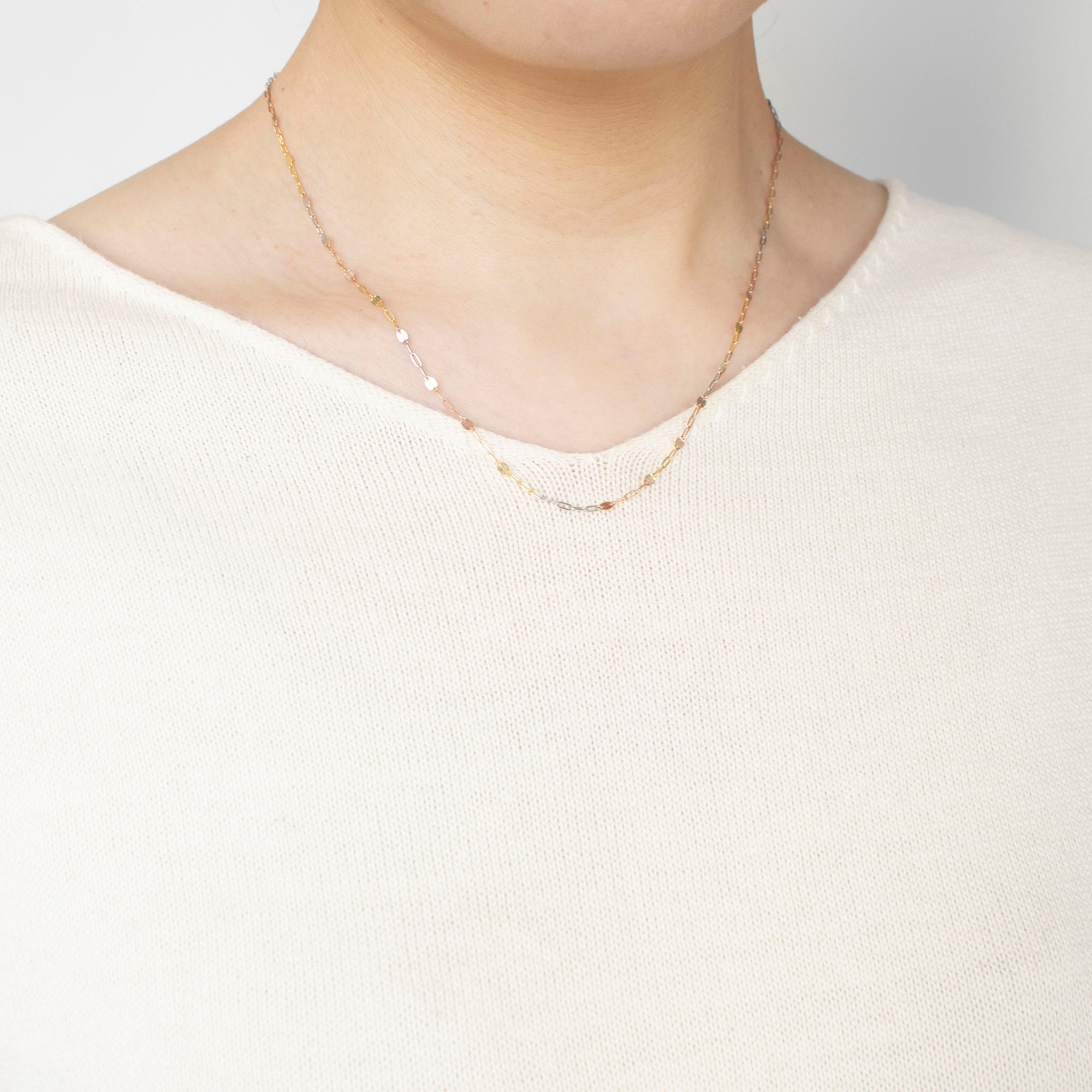 K18ネックレス(スリーカラー/イタリア製)《25T10125》