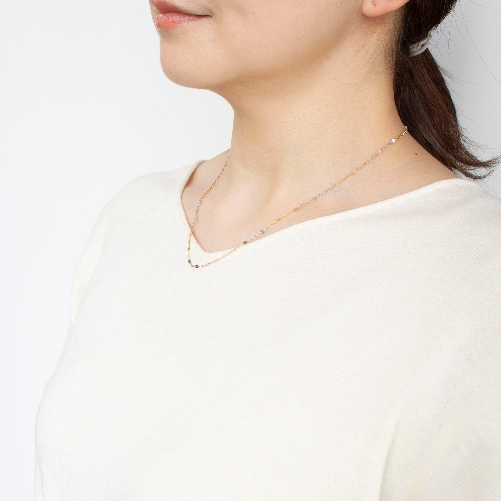 K18ネックレス(スリーカラー/イタリア製)《25T10125》