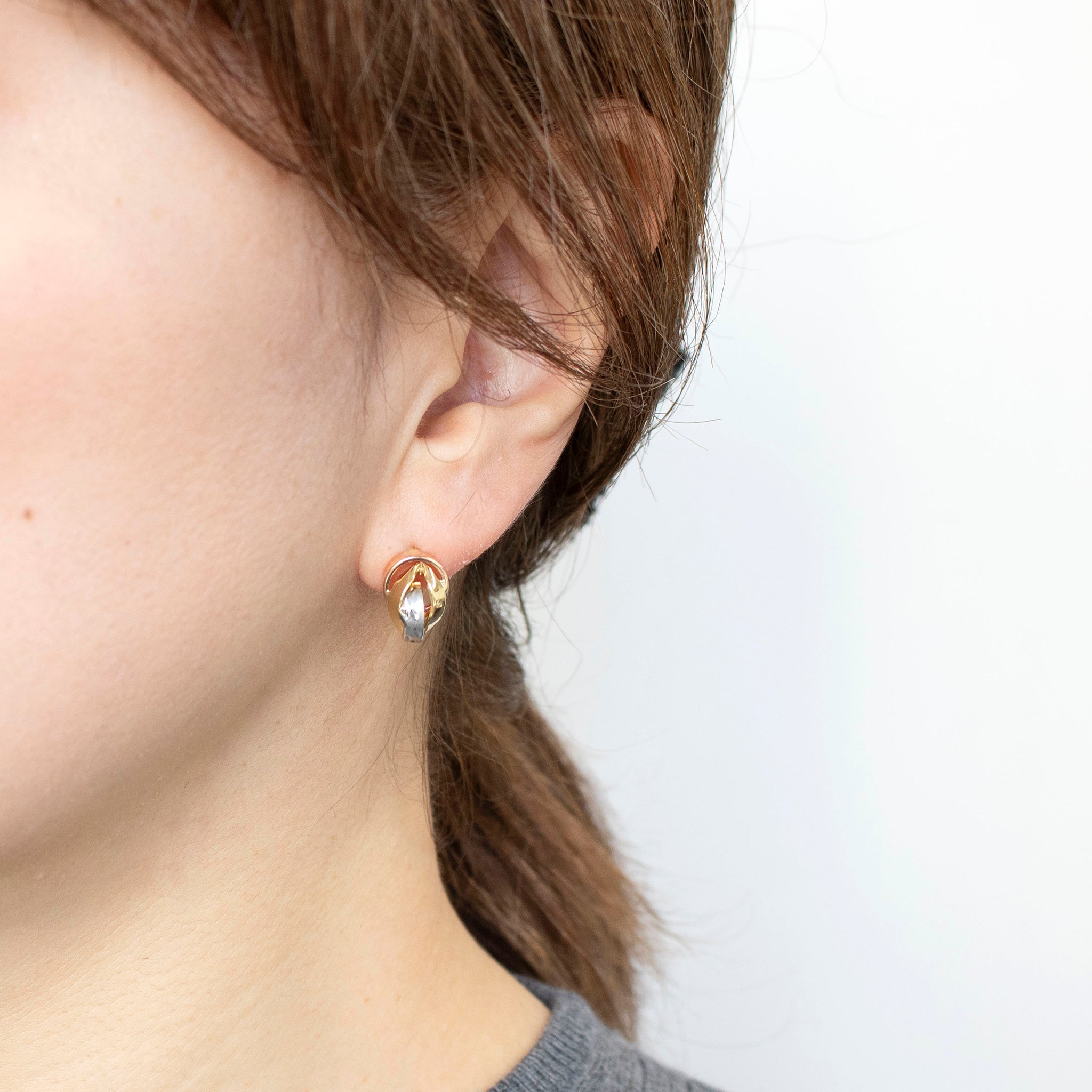 K18ピアス(スリーカラー/イタリア製)《25T10128》