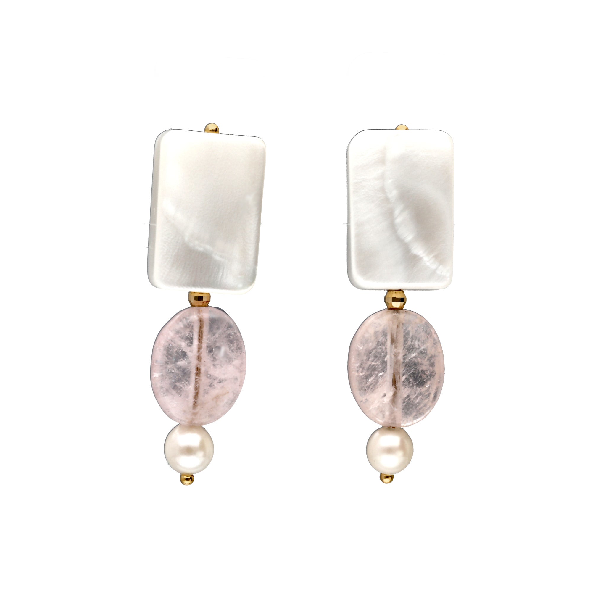 【限定10点】モルガナイト/シェル K18ピアス《25T10137》