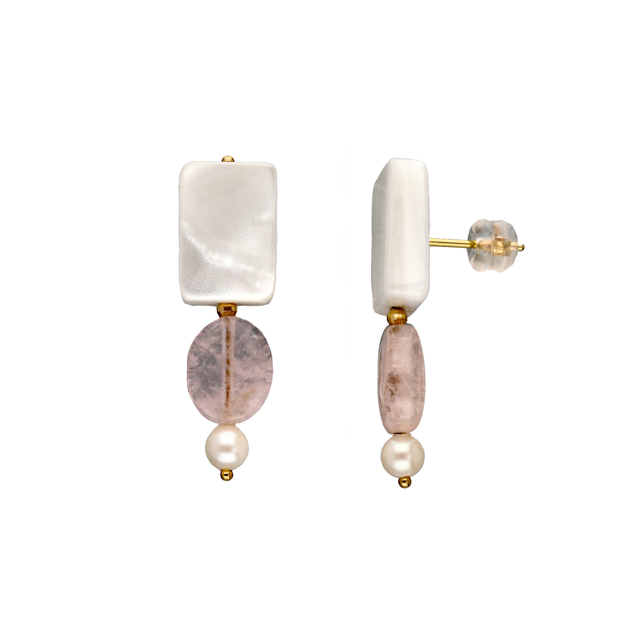 【限定10点】モルガナイト/シェル K18ピアス《25T10137》