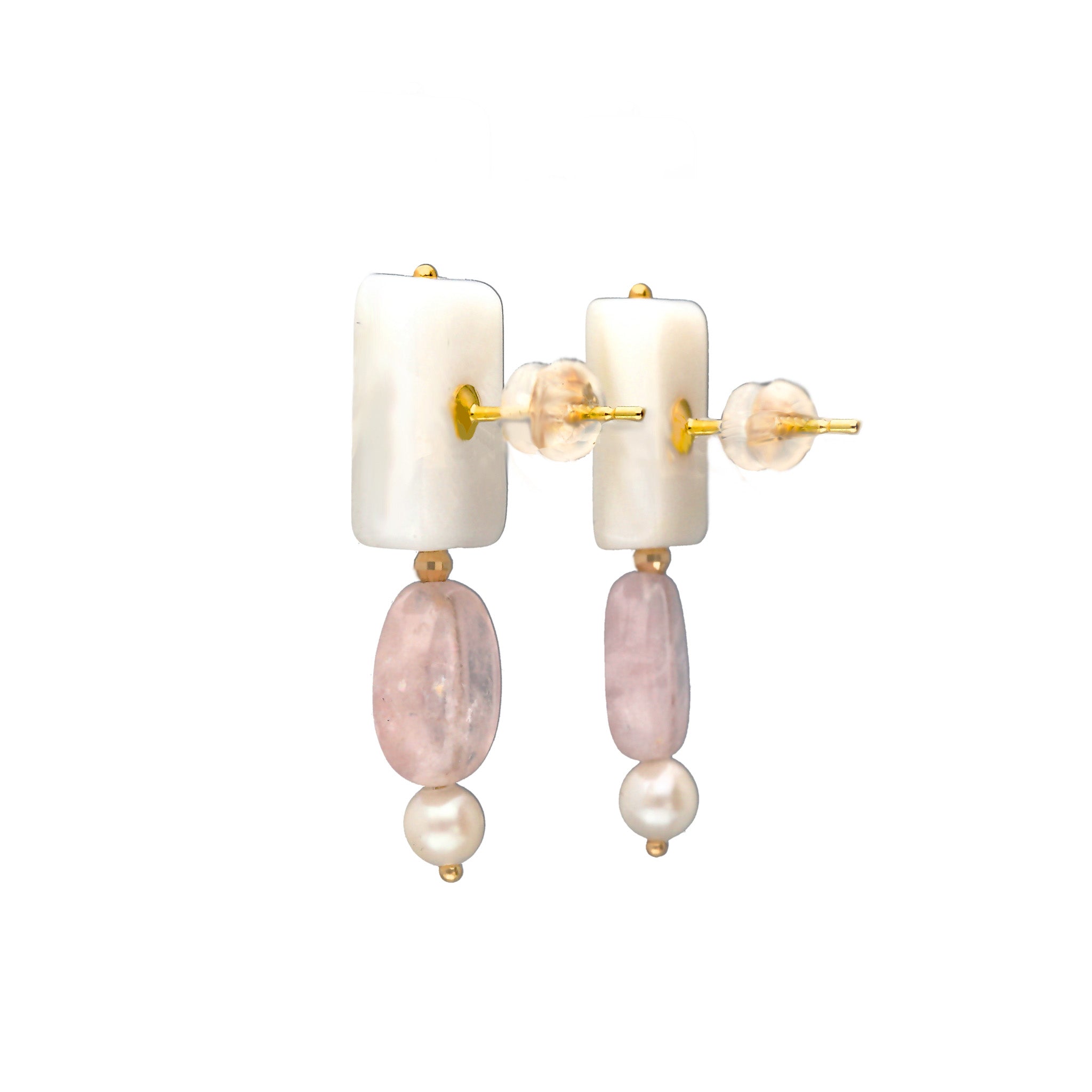 【限定10点】モルガナイト/シェル K18ピアス《25T10137》