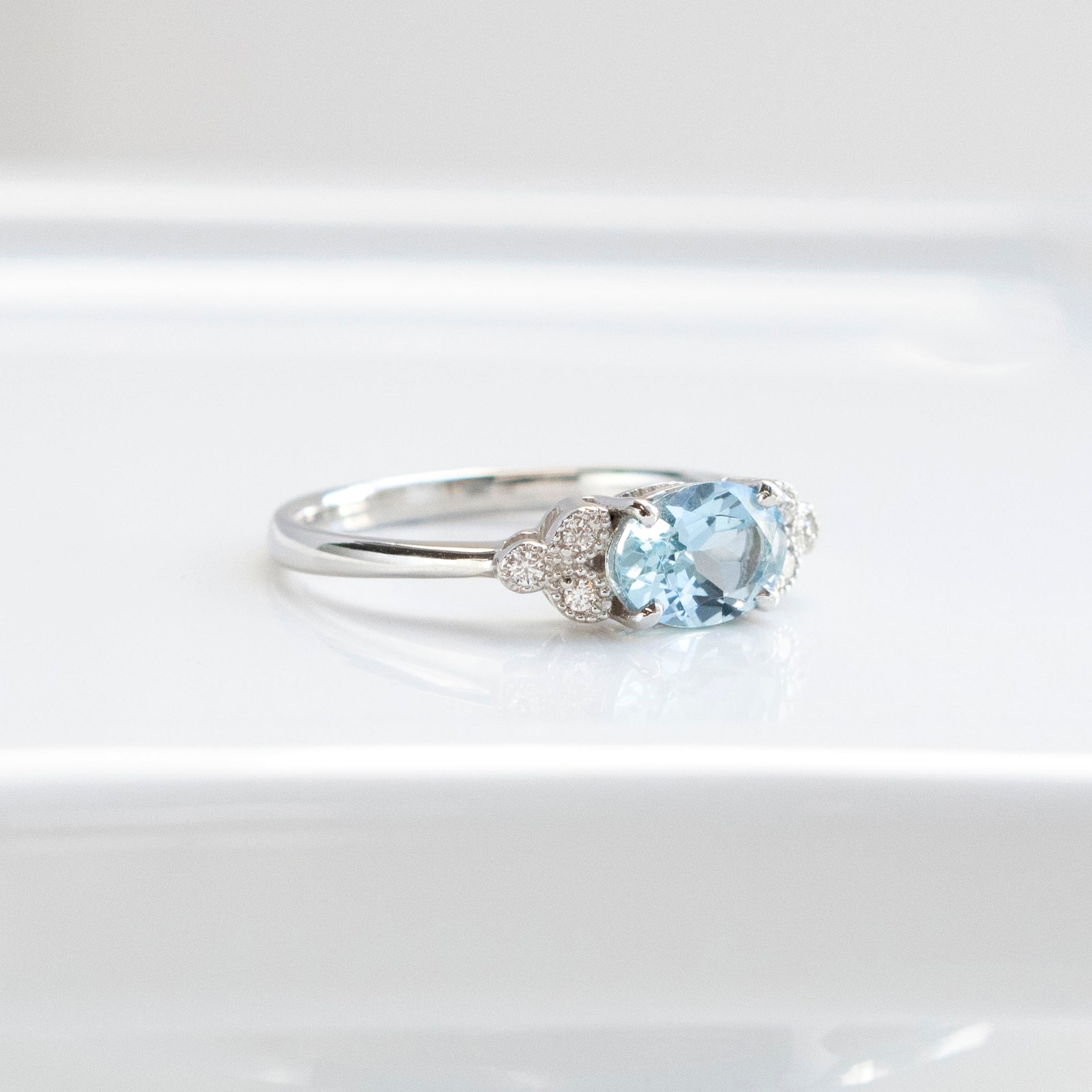 【限定1点】アクアマリン/ダイヤモンド プラチナリング(3月誕生石)《25T10138》