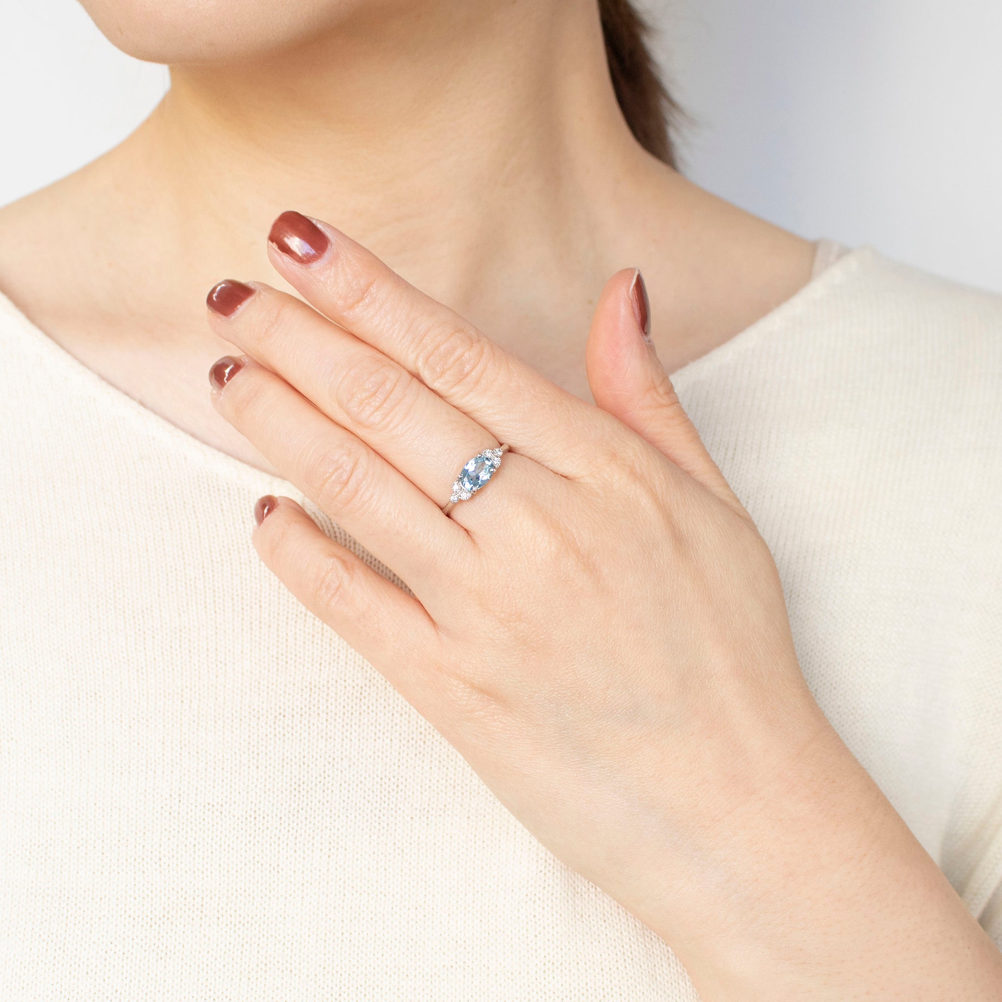 【限定1点】アクアマリン/ダイヤモンド プラチナリング(3月誕生石)《25T10138》