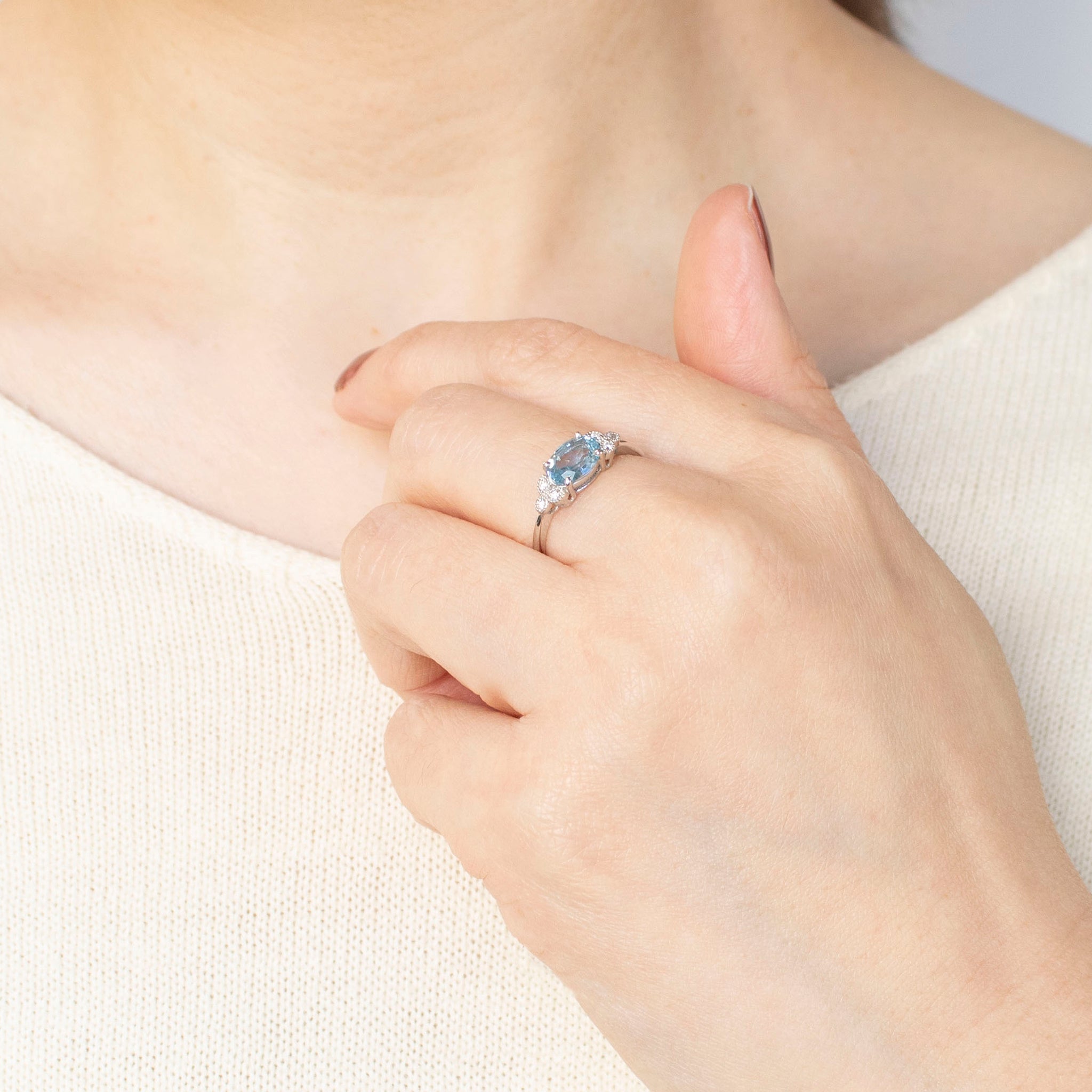 【限定1点】アクアマリン/ダイヤモンド プラチナリング(3月誕生石)《25T10138》