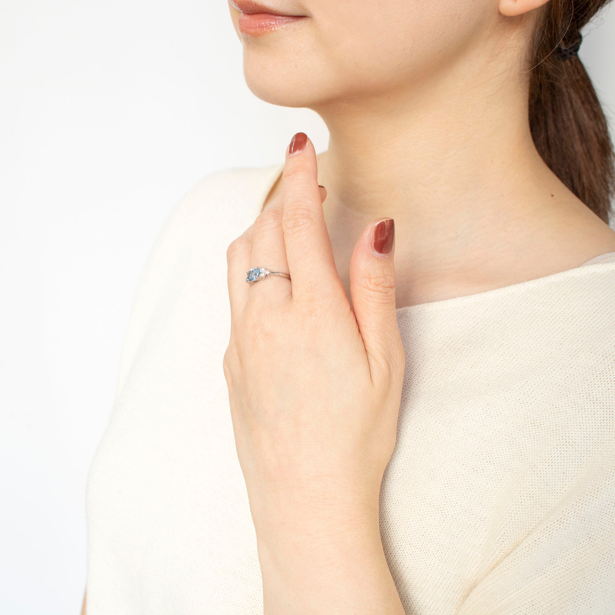 【限定1点】アクアマリン/ダイヤモンド プラチナリング(3月誕生石)《25T10138》