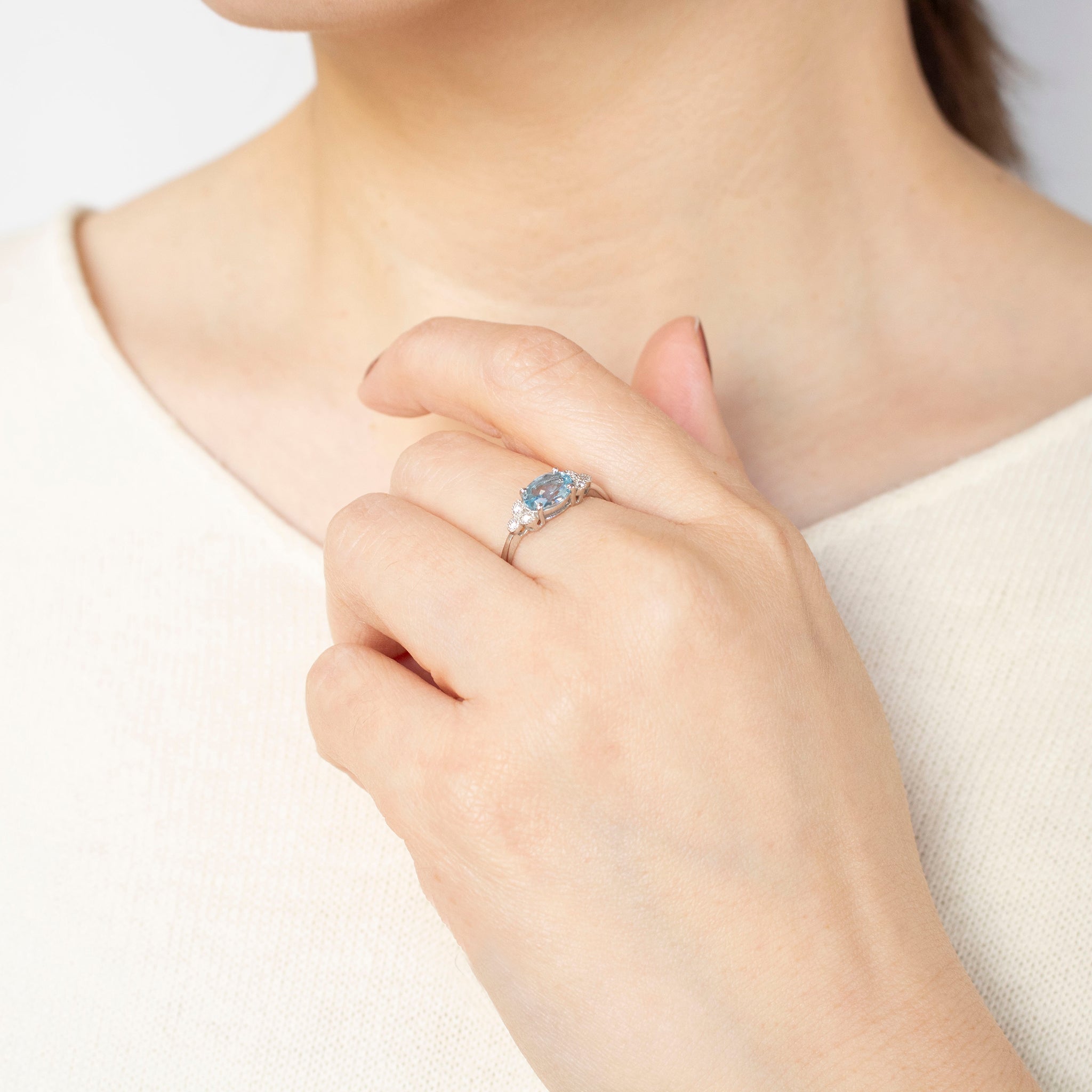 【限定1点】アクアマリン/ダイヤモンド プラチナリング(3月誕生石)《25T10138》