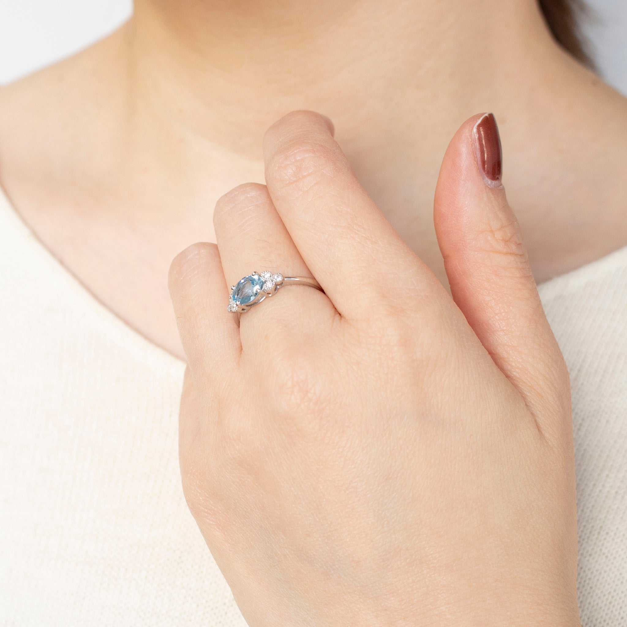 【限定1点】アクアマリン/ダイヤモンド プラチナリング(3月誕生石)《25T10138》