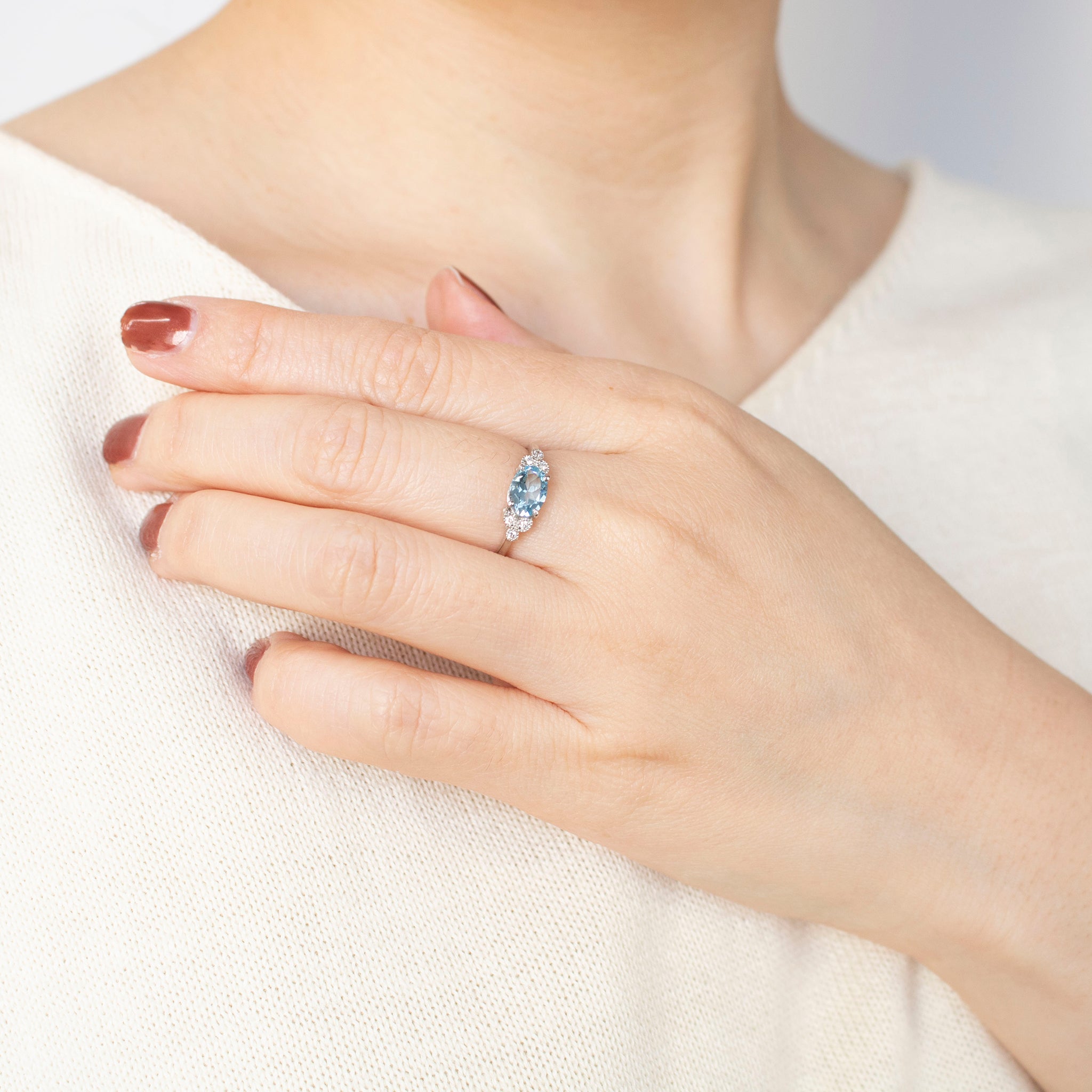 【限定1点】アクアマリン/ダイヤモンド プラチナリング(3月誕生石)《25T10138》