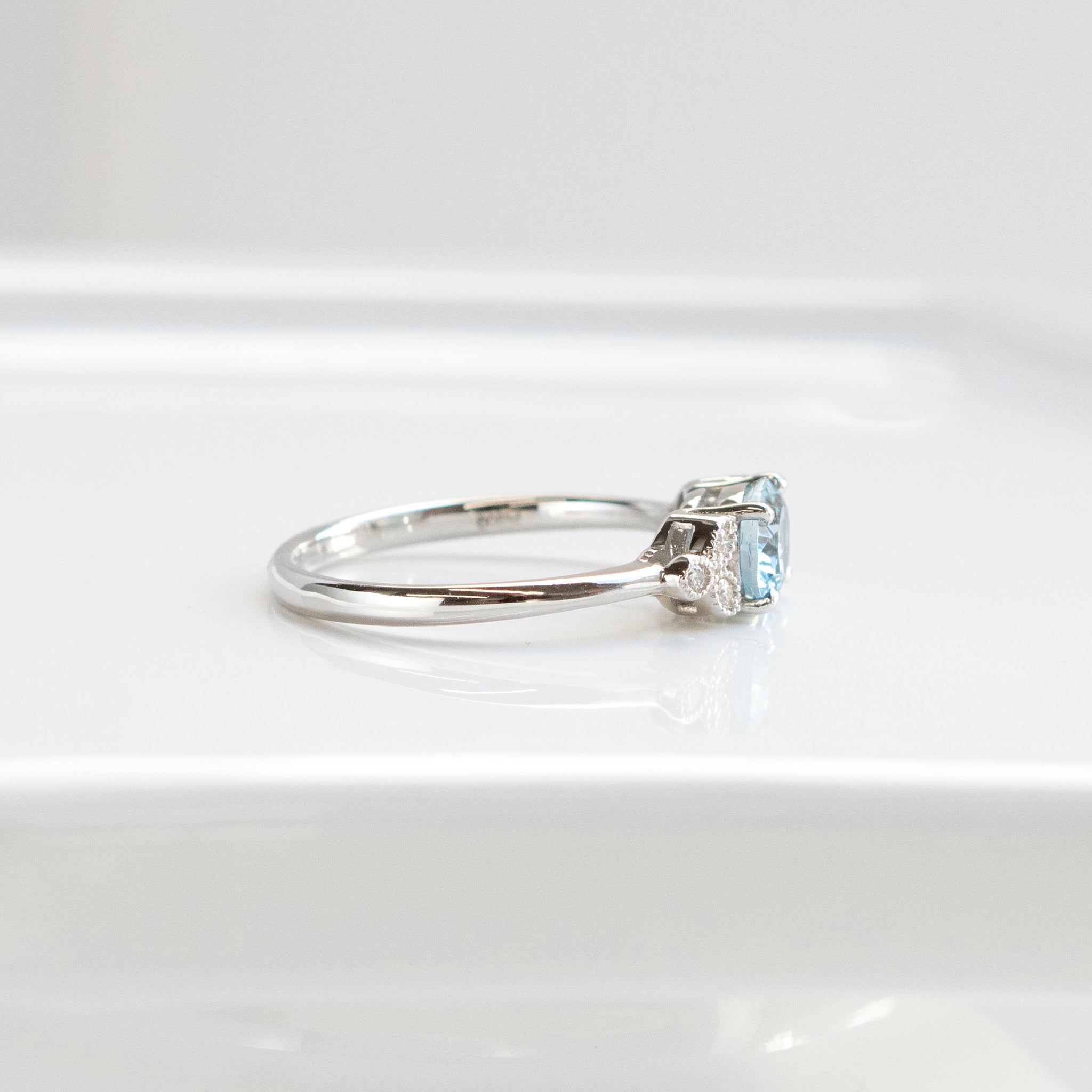 【限定1点】アクアマリン/ダイヤモンド プラチナリング(3月誕生石)《25T10138》