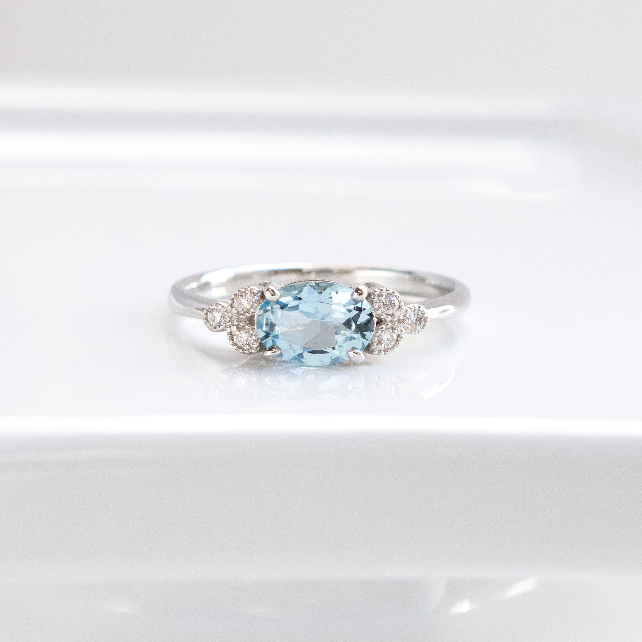 【限定1点】アクアマリン/ダイヤモンド プラチナリング(3月誕生石)《25T10138》