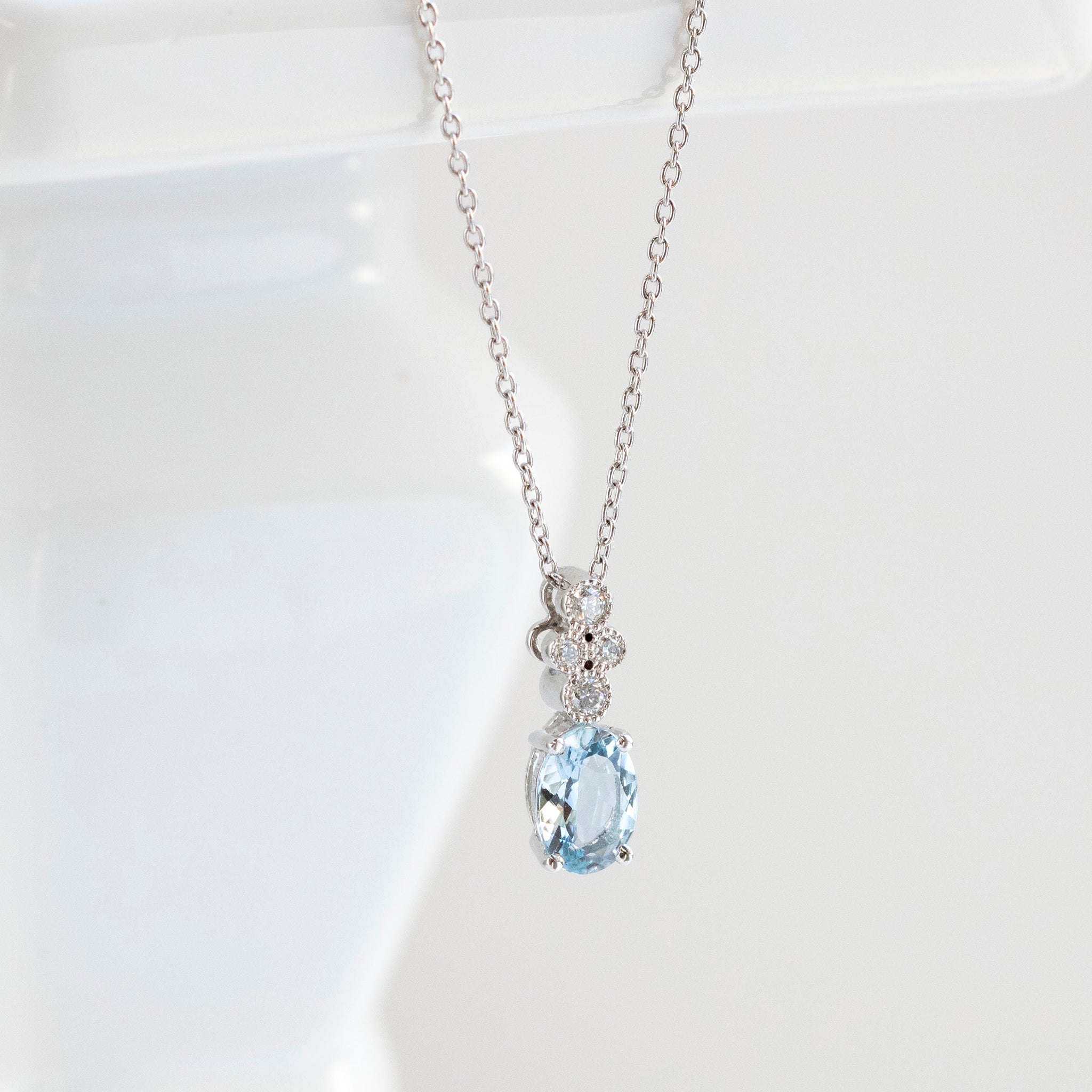 【限定1点】アクアマリン/ダイヤモンド プラチナネックレス(3月誕生石)《25T10139》