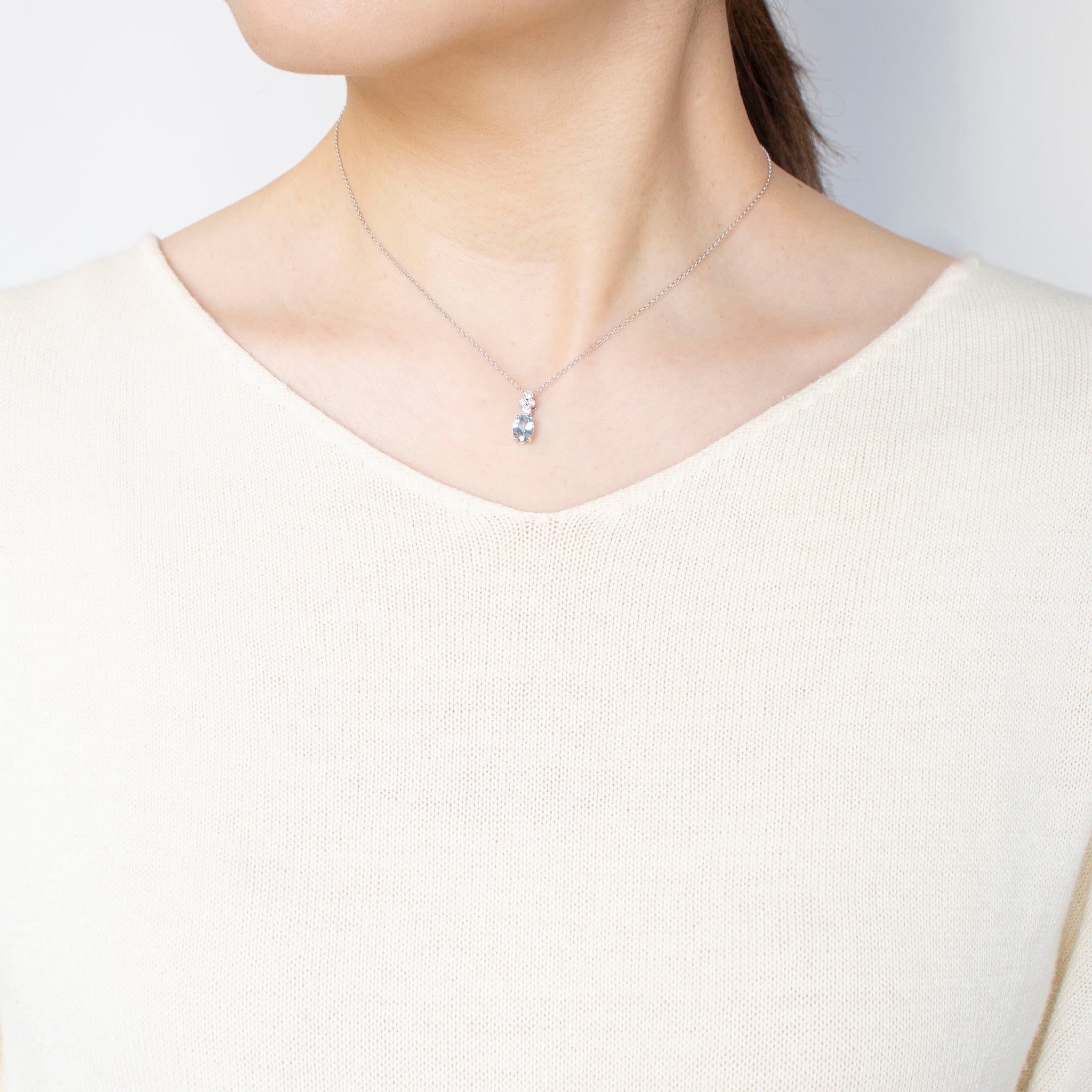 【限定1点】アクアマリン/ダイヤモンド プラチナネックレス(3月誕生石)《25T10139》