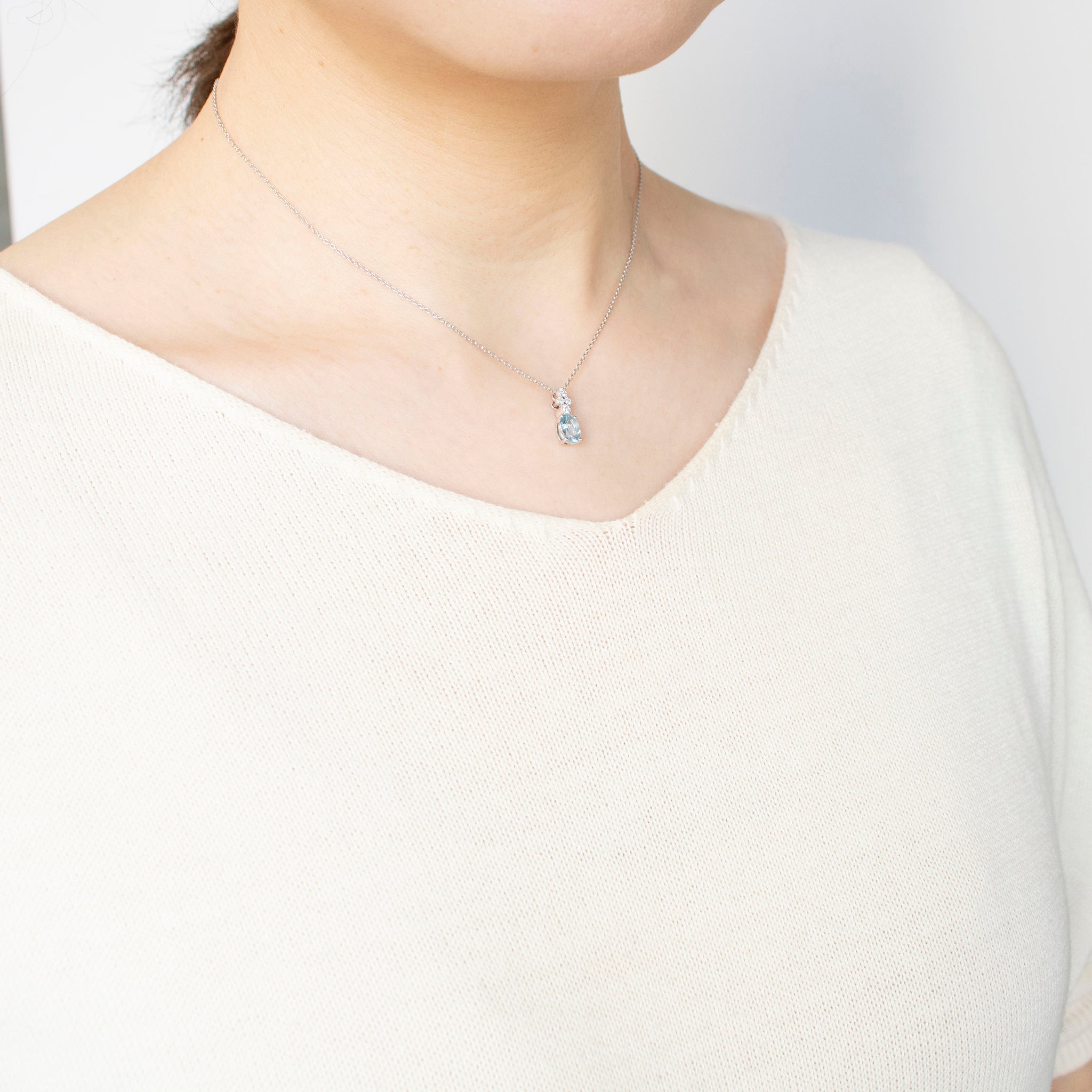 【限定1点】アクアマリン/ダイヤモンド プラチナネックレス(3月誕生石)《25T10139》