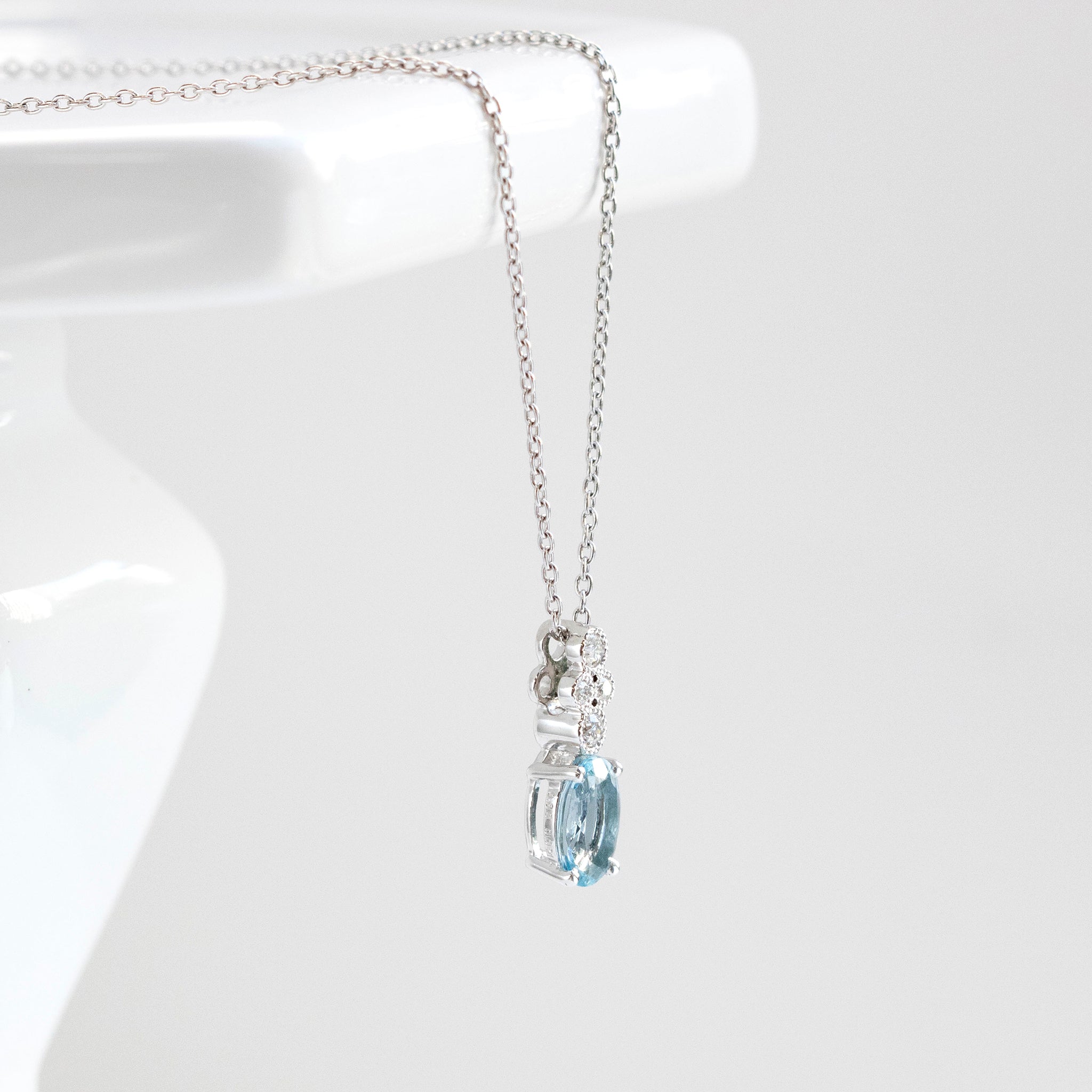 【限定1点】アクアマリン/ダイヤモンド プラチナネックレス(3月誕生石)《25T10139》