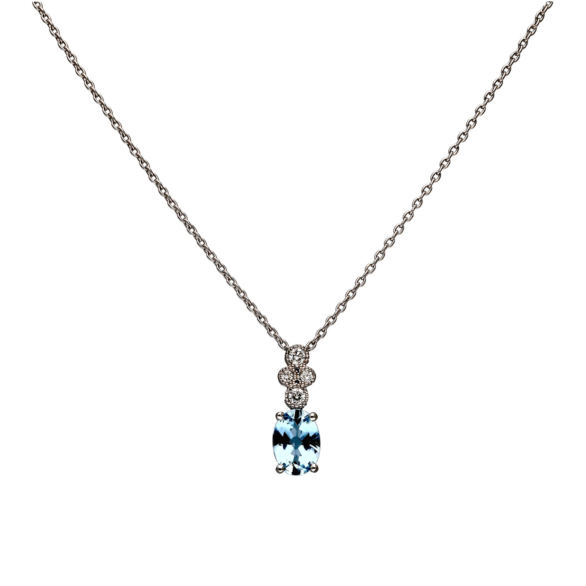 【限定1点】アクアマリン/ダイヤモンド プラチナネックレス(3月誕生石)《25T10139》