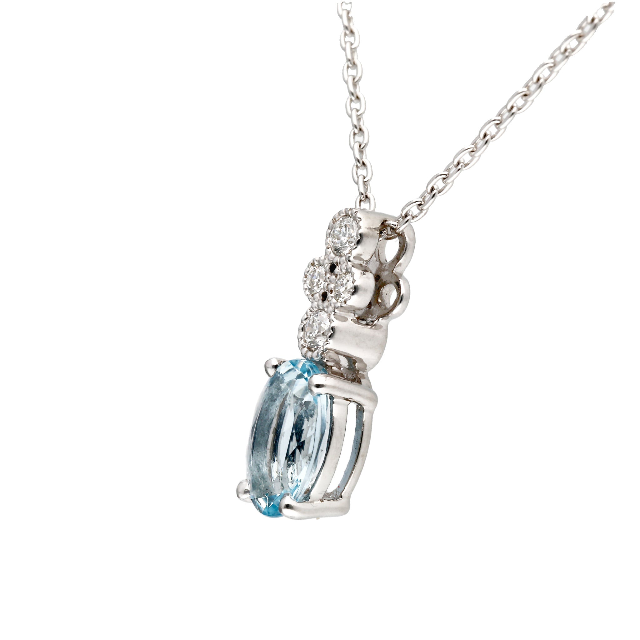 【限定1点】アクアマリン/ダイヤモンド プラチナネックレス(3月誕生石)《25T10139》